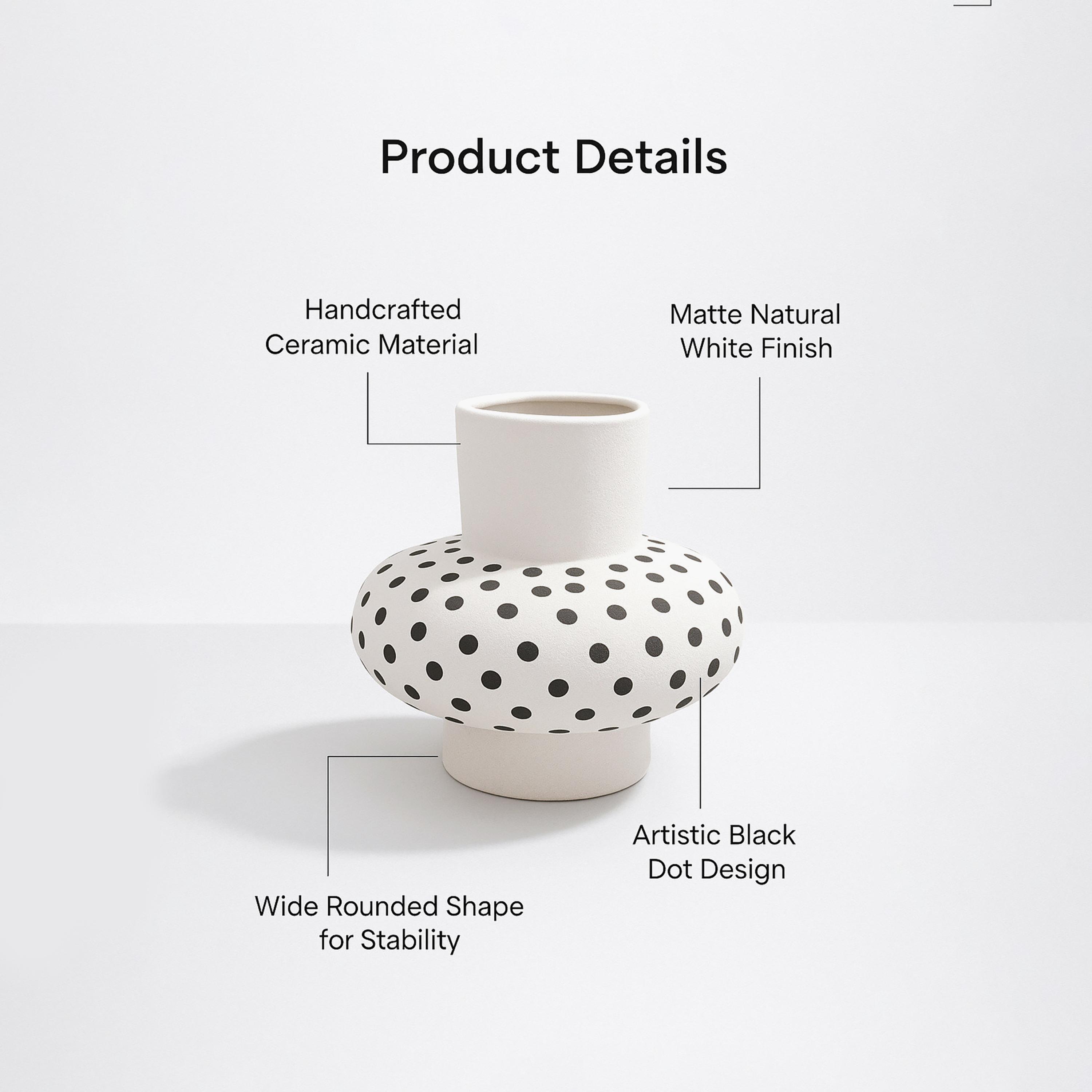 مزهرية سيراميك بنقشة منقطة بلون أبيض من ماريا هومز-household-decor-vasesandbowls-image-4