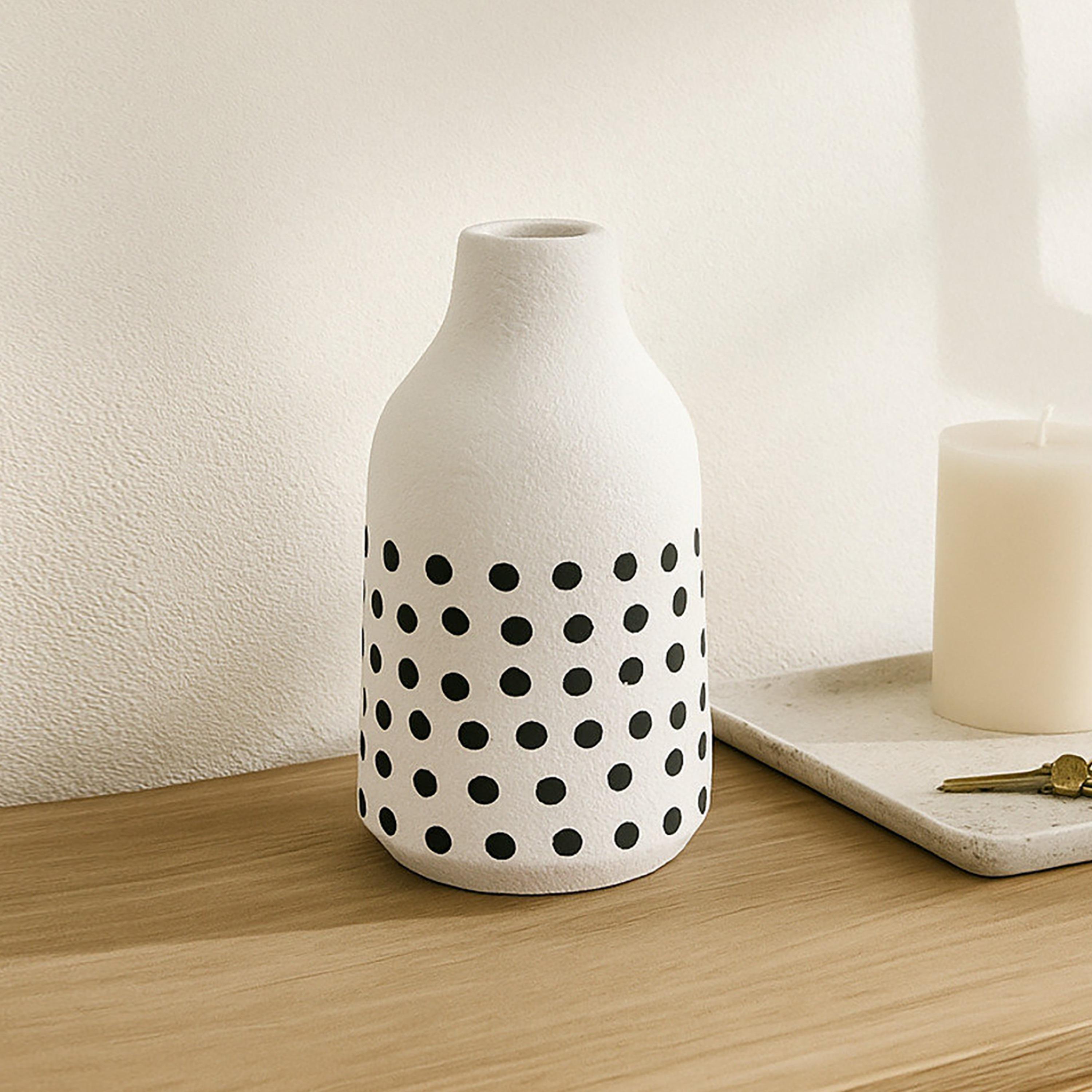 Maria Homes White Ceramic Dotted Vase-household-decor-vasesandbowls-image-3