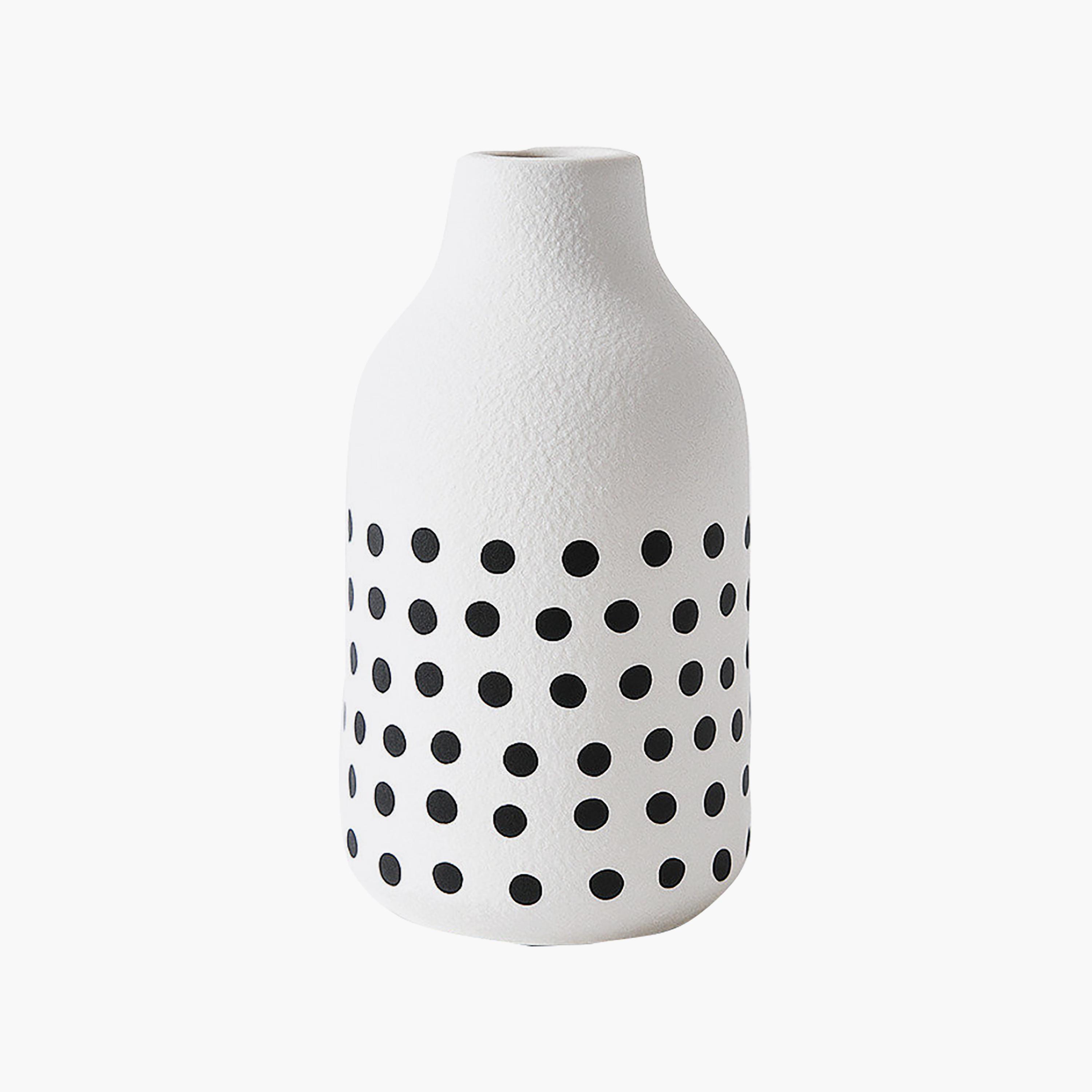 Maria Homes White Ceramic Dotted Vase-household-decor-vasesandbowls-image-5