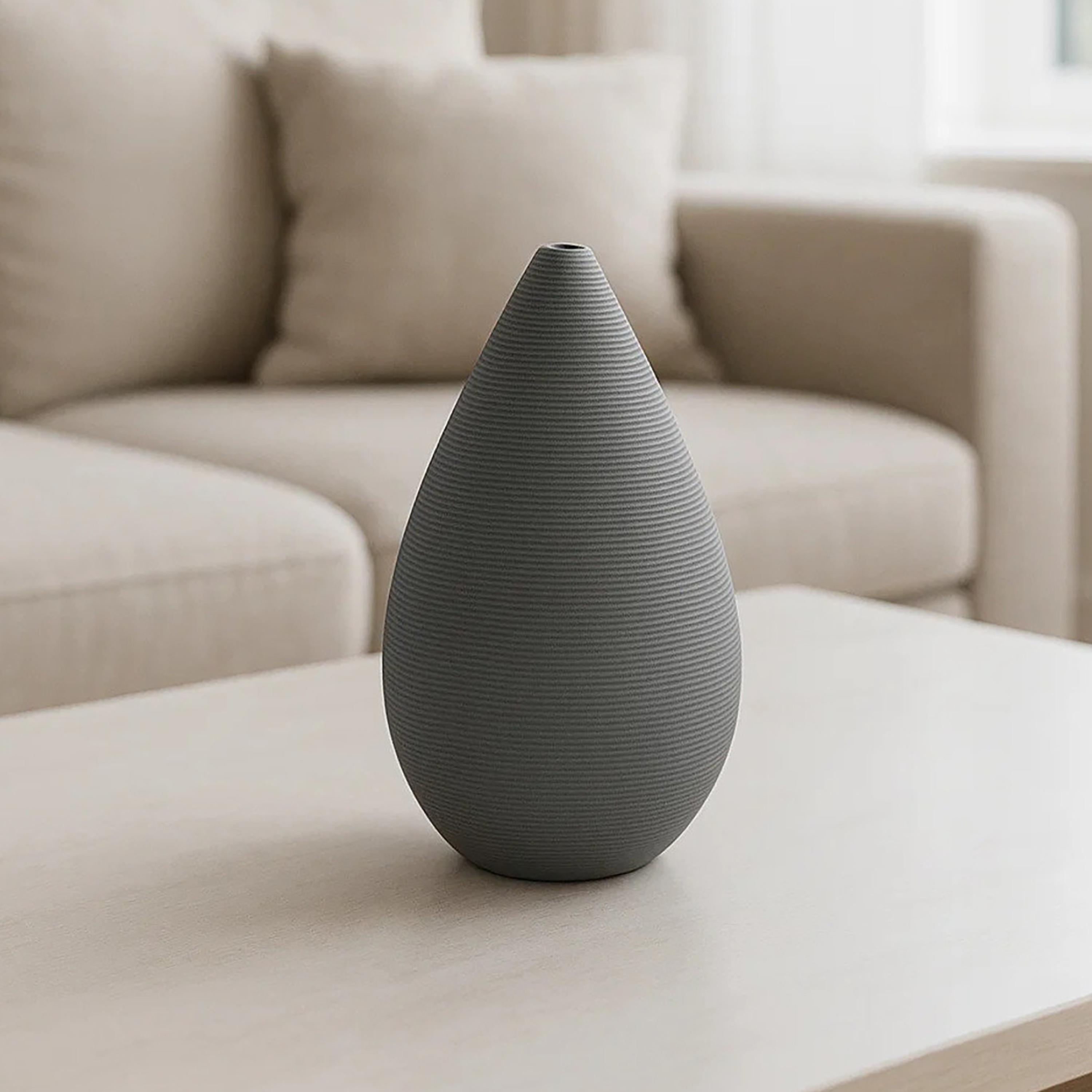 Maria Homes Grey Ceramic Teardrop Vase-household-decor-vasesandbowls-image-1