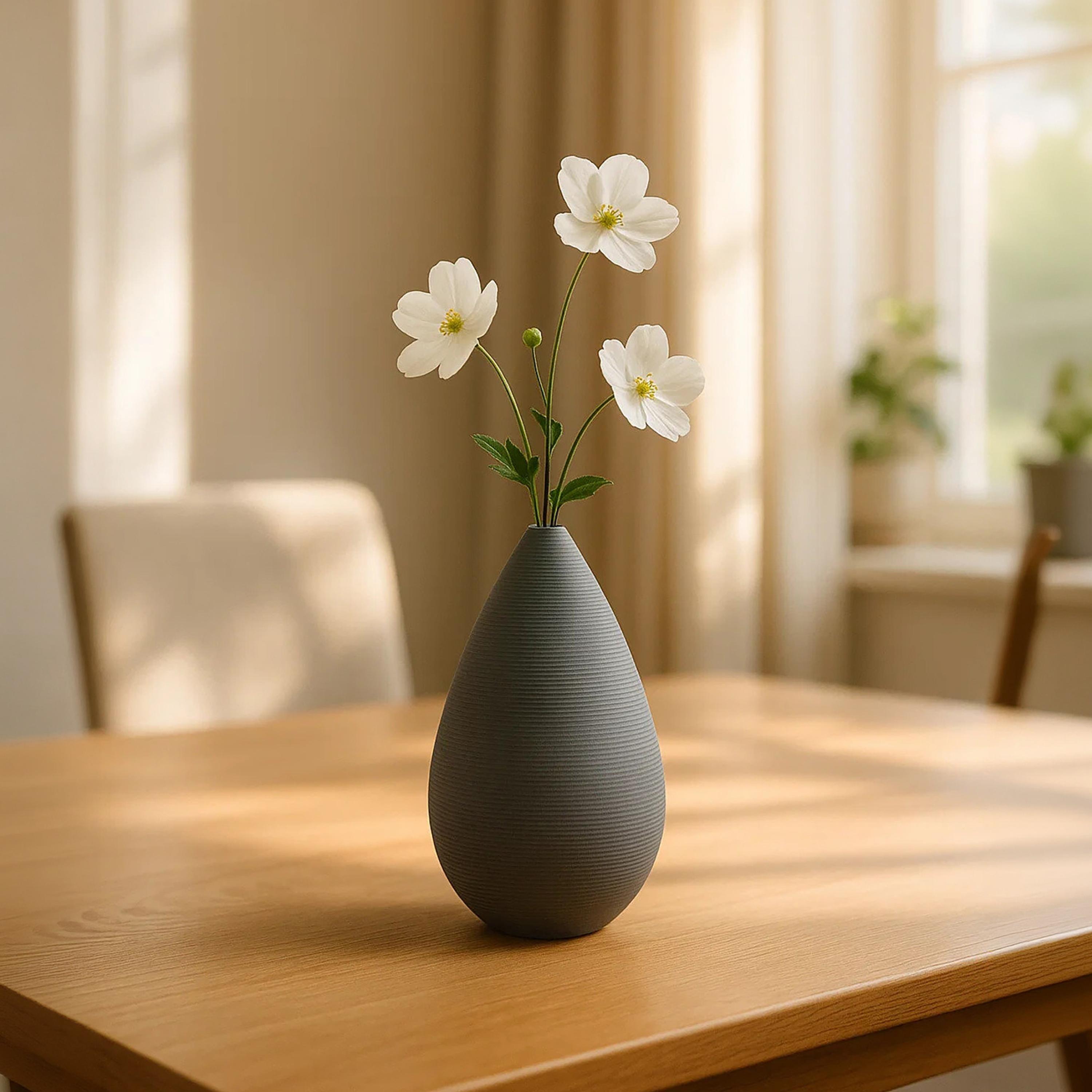 Maria Homes Grey Ceramic Teardrop Vase-household-decor-vasesandbowls-image-3