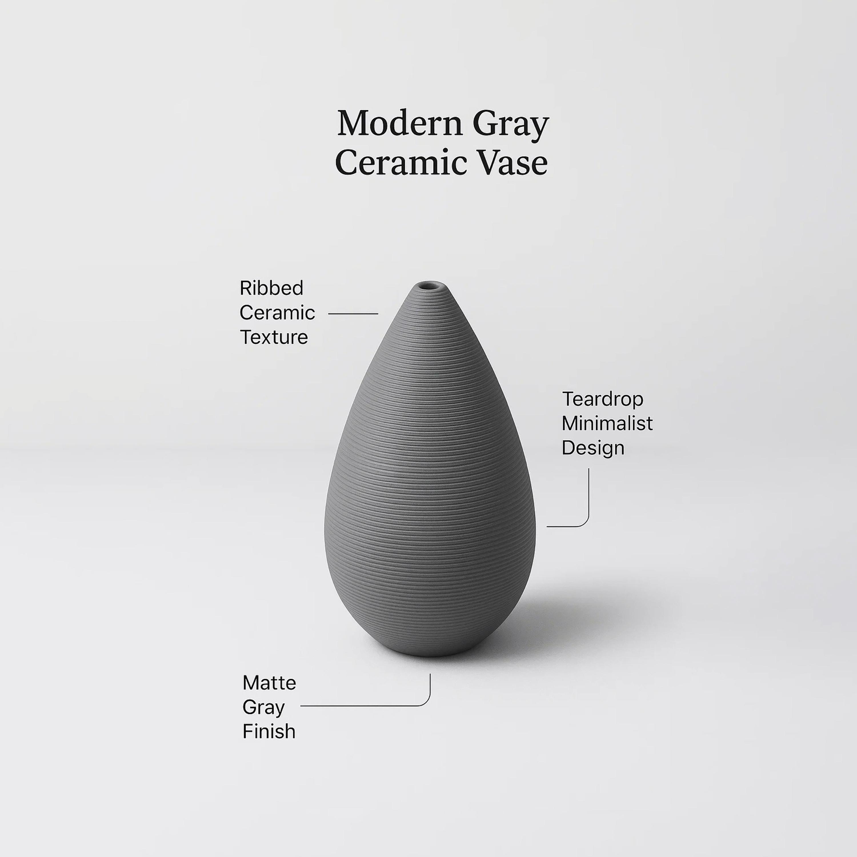 Maria Homes Grey Ceramic Teardrop Vase-household-decor-vasesandbowls-image-4