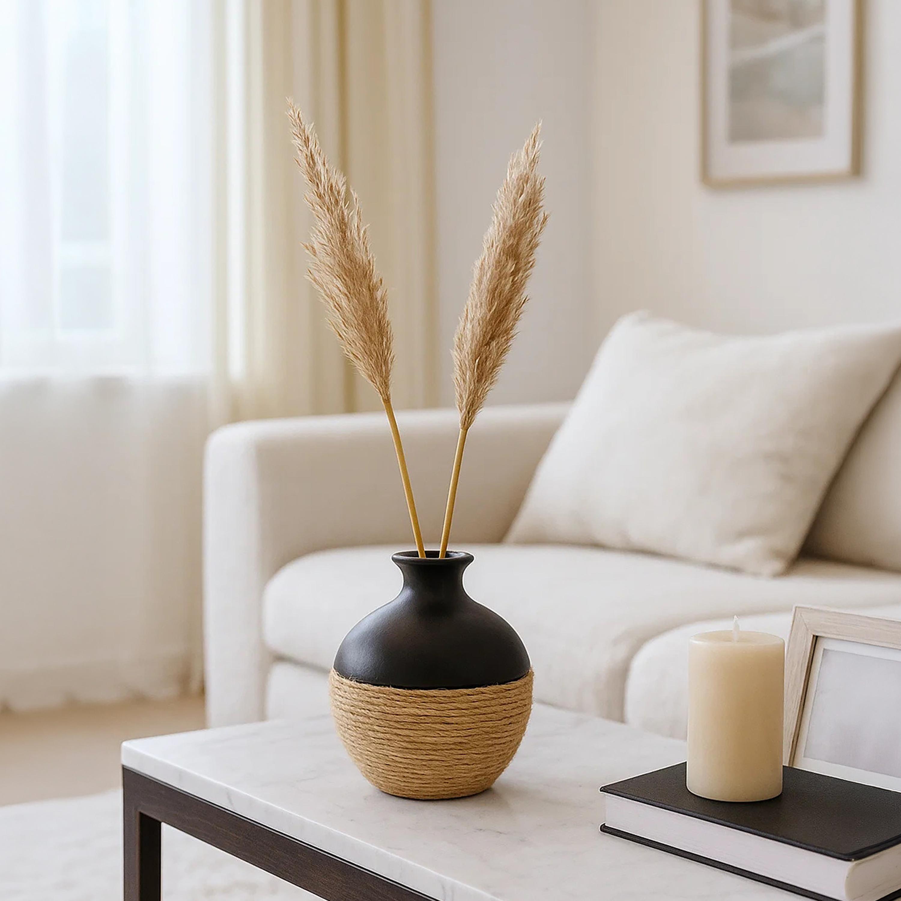 Maria Homes Multicolour Ceramic Rope Detail Vase-household-decor-vasesandbowls-image-2