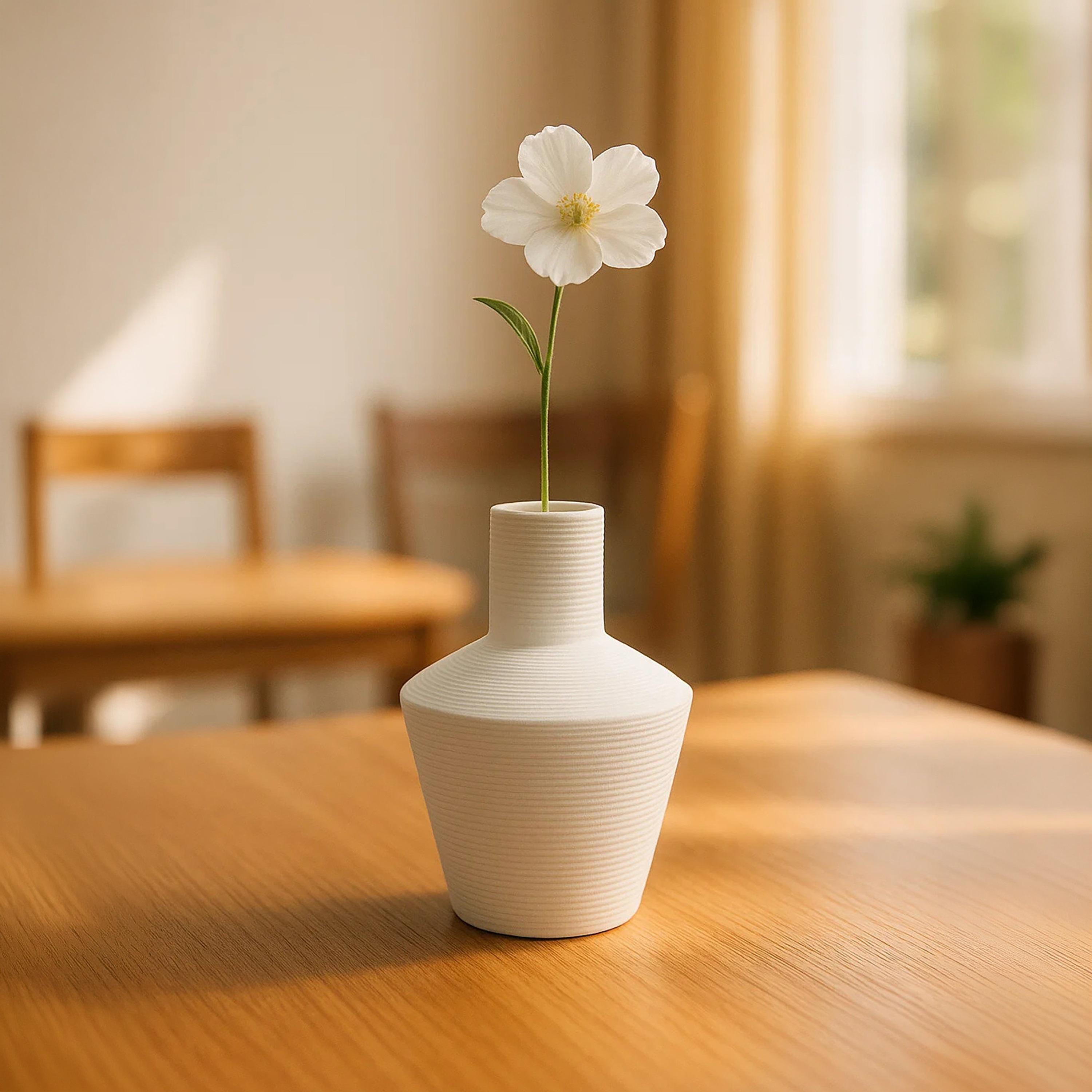مزهرية سيراميك بملمس بارز باللون الأبيض من ماريا هومز-household-decor-vasesandbowls-image-3