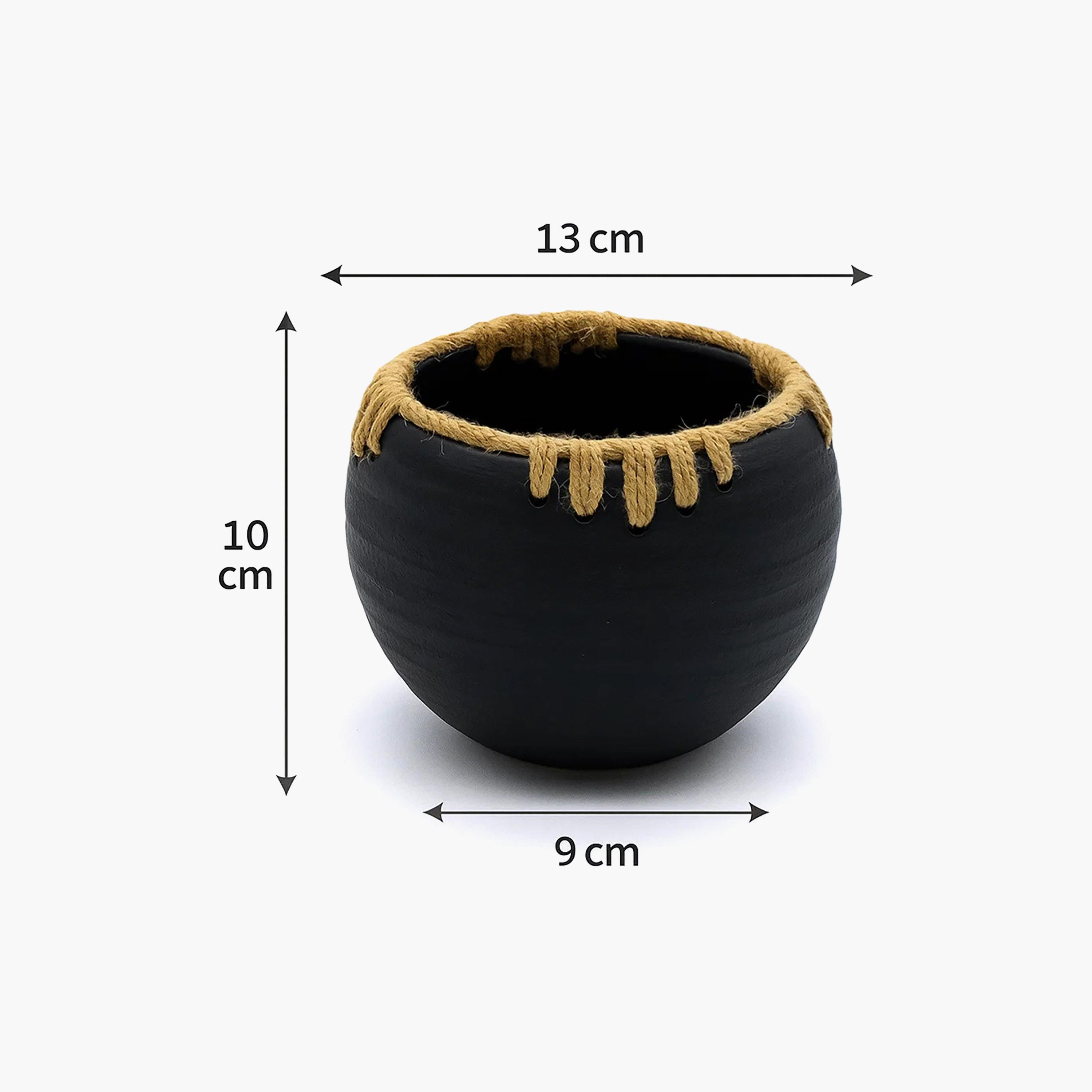 أصيص نباتات سيراميك متعدد الألوان بتفاصيل حبل من ماريا هومز-household-gardenandoutdoor-potsandplanters-image-5