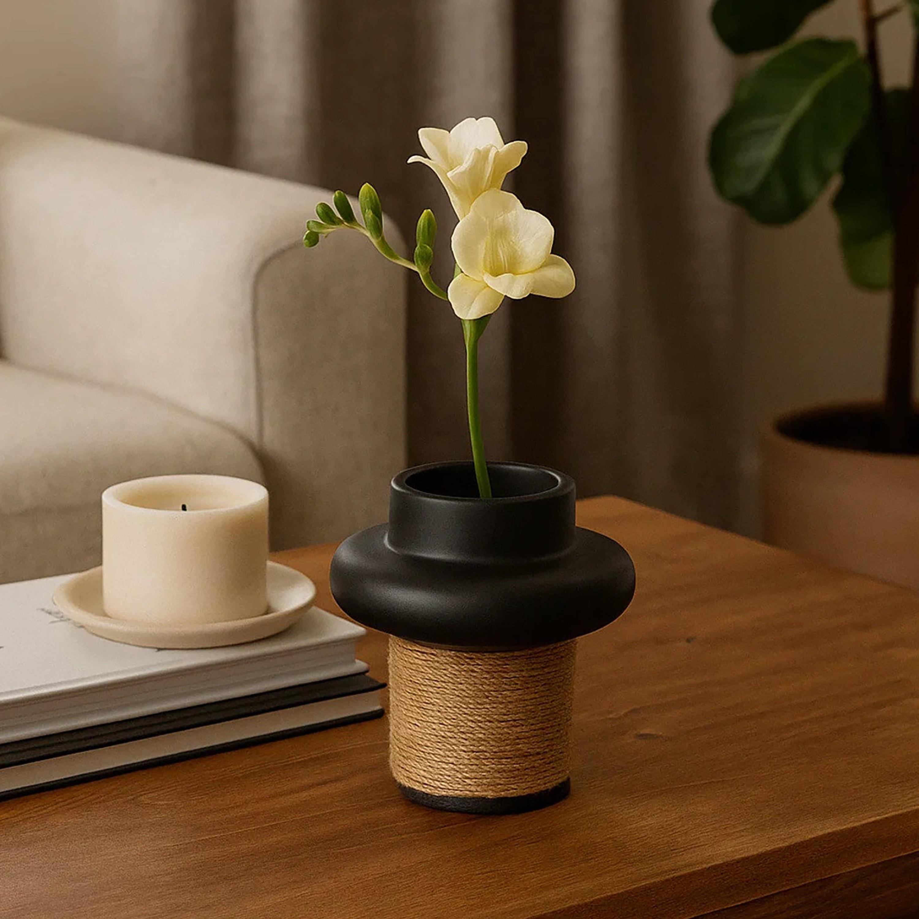 Maria Homes Ceramic Rope Detail Vase-household-decor-vasesandbowls-image-2