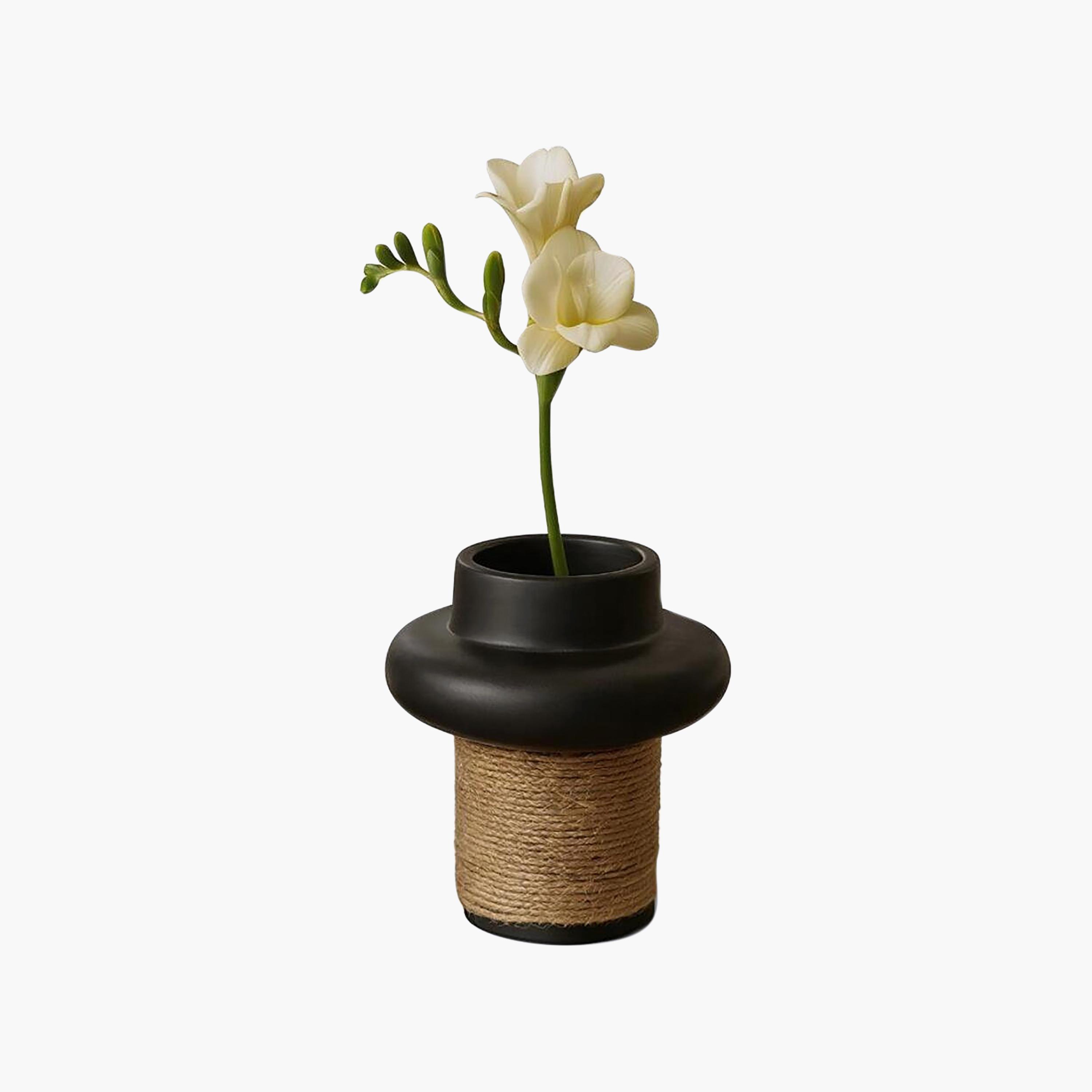 Maria Homes Ceramic Rope Detail Vase-household-decor-vasesandbowls-image-4