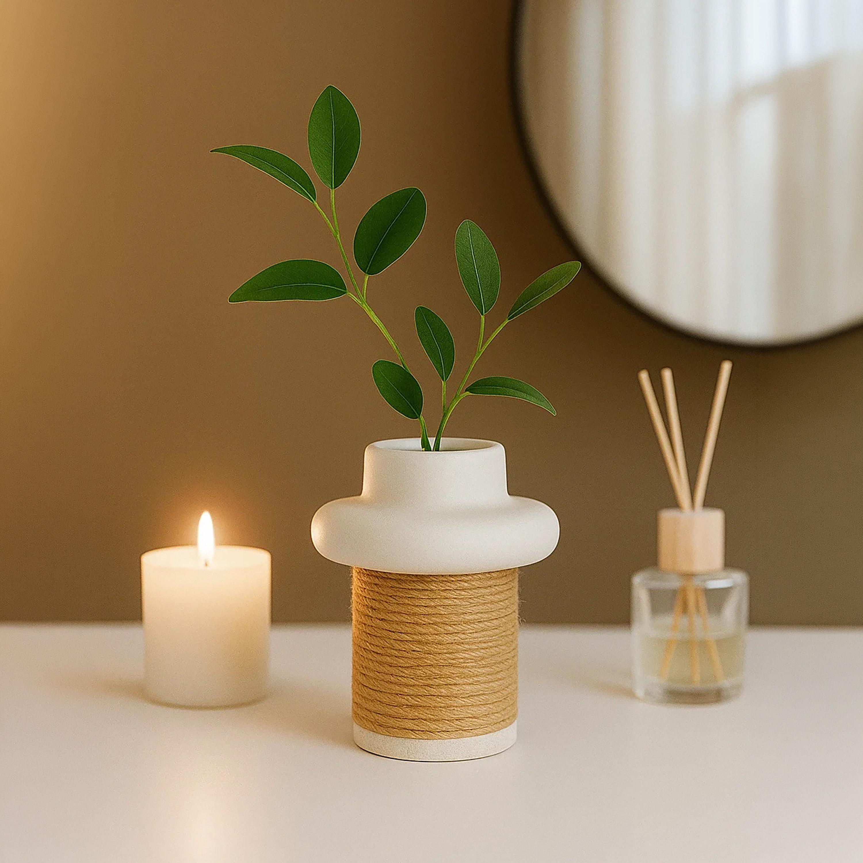 مزهرية سيراميك بتفاصيل حبال من ماريا هومز-household-decor-vasesandbowls-image-1