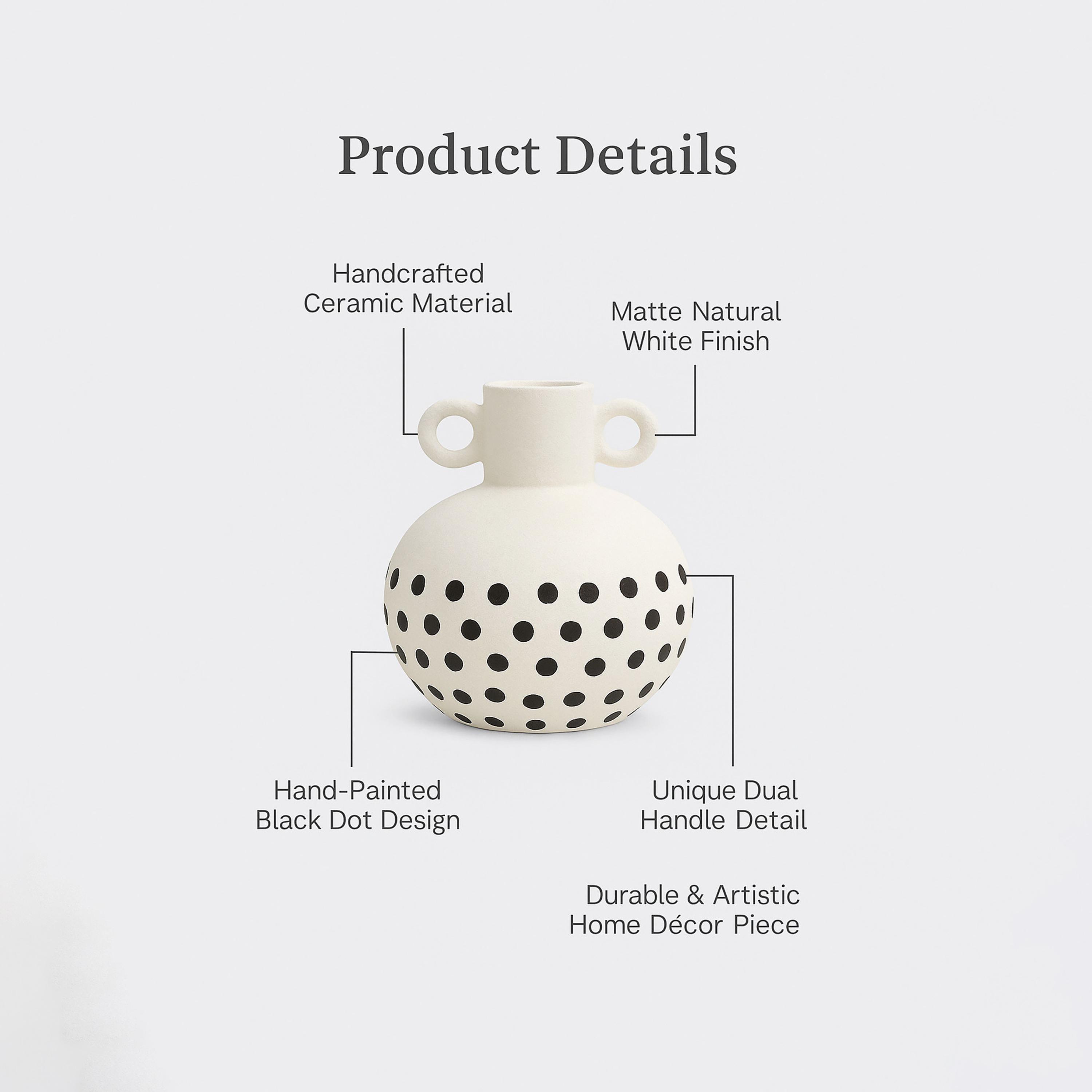 مزهرية سيراميك بيضاء بمقبضين من ماريا هومز-household-decor-vasesandbowls-image-4