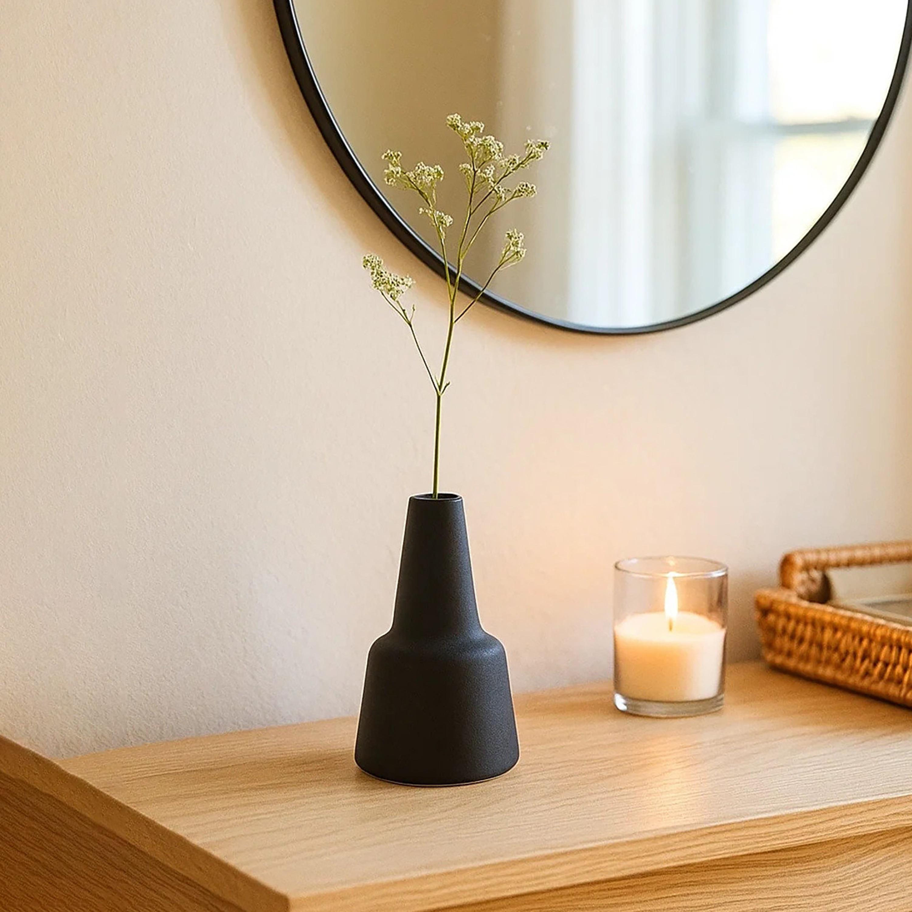 Maria Homes Black Ceramic Cone-Shaped Vase-household-decor-vasesandbowls-image-1