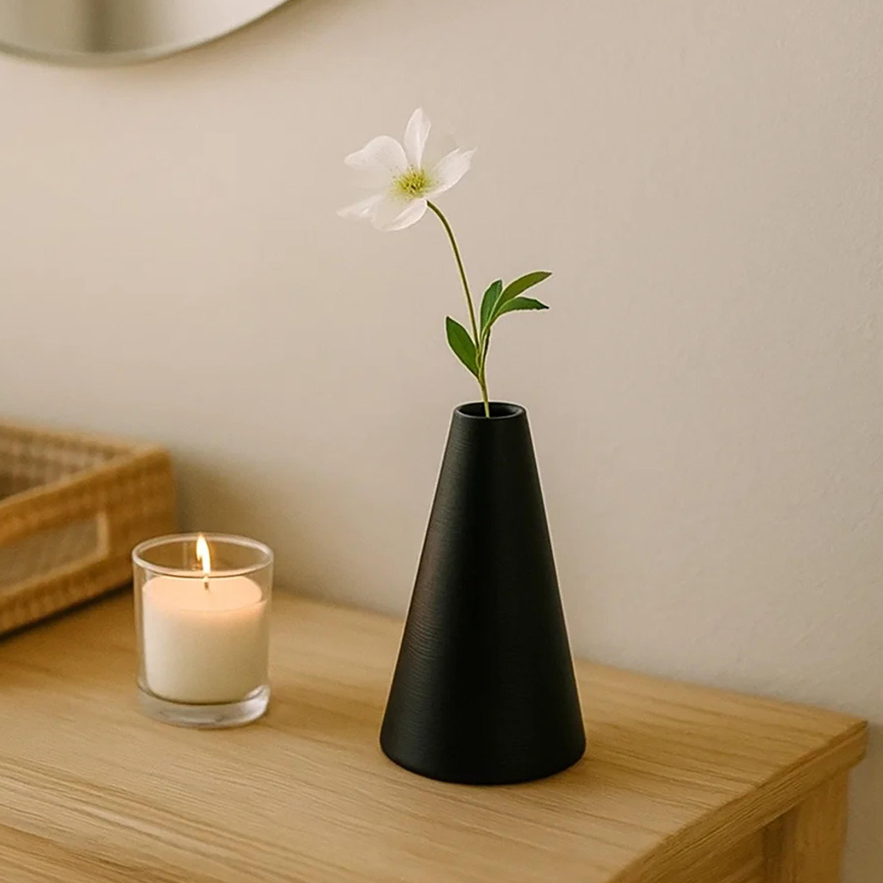 مزهرية سيراميك بتصميم مخروطي أسود من ماريا هومز-household-decor-vasesandbowls-image-2