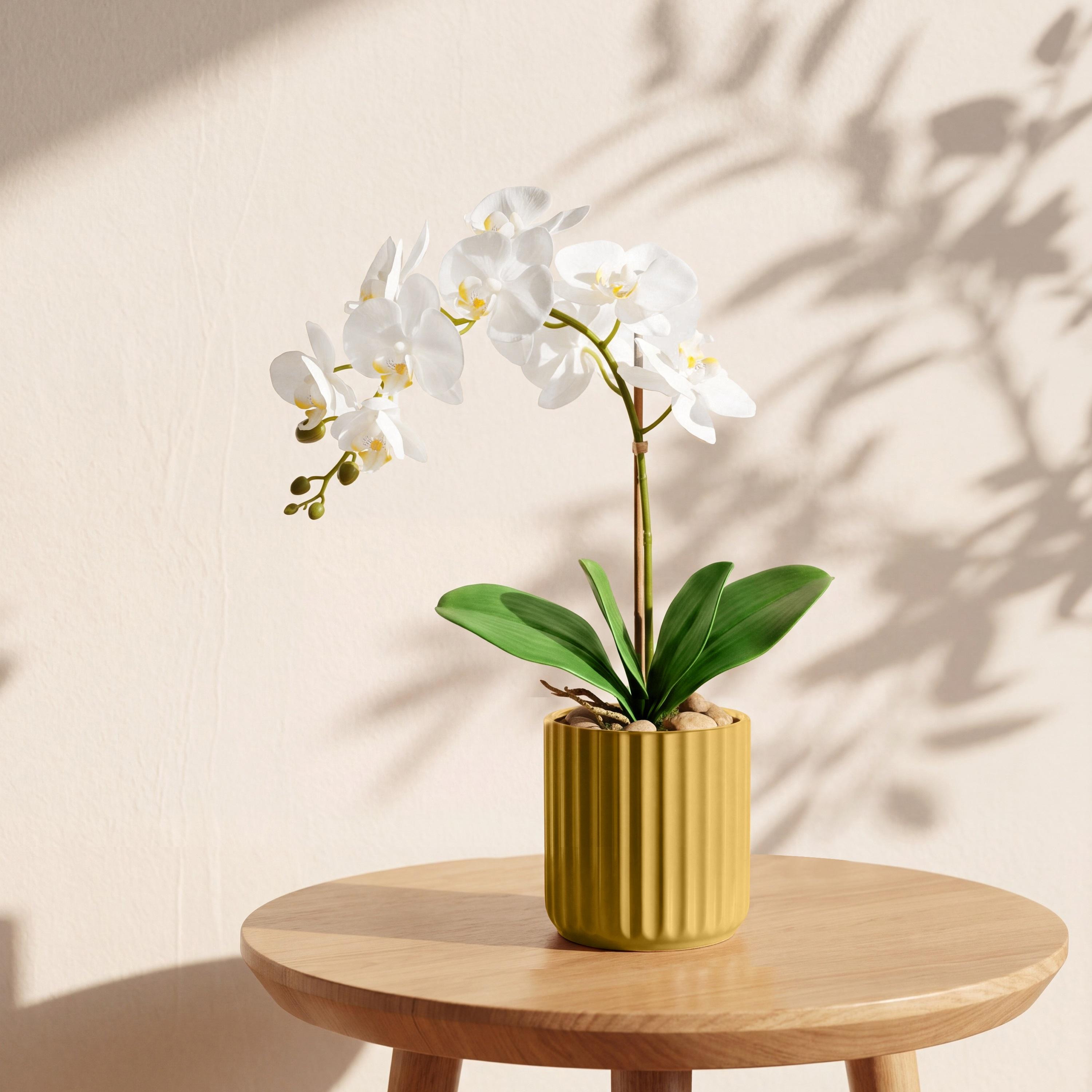 نبتة أوركيد صناعية ذهبية مع إناء سيراميك من ماريا هومز-household-gardenandoutdoor-artificialflowersandplants-flowers-image-1