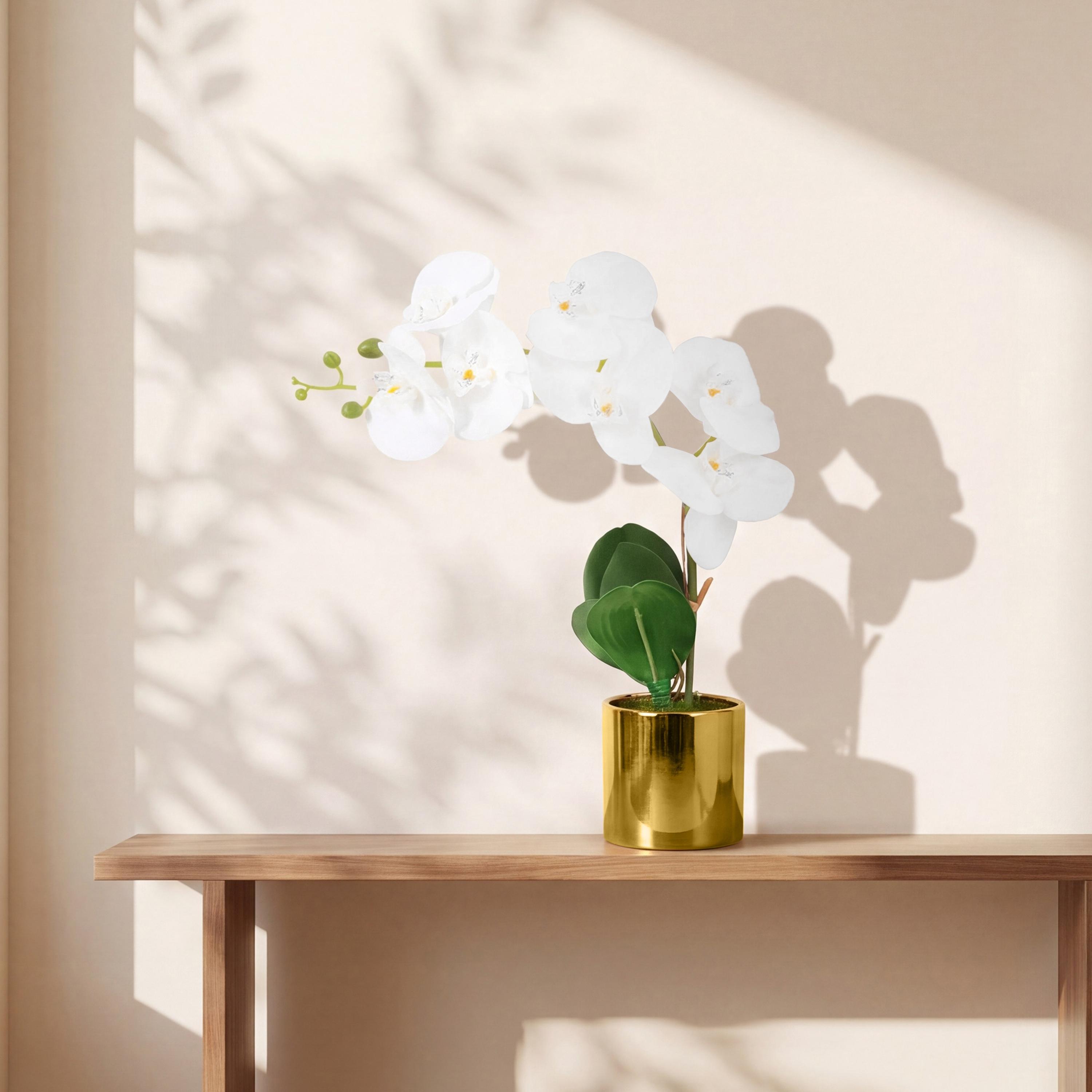 نبتة أوركيد صناعية مع إناء سيراميك من ماريا هومز-household-gardenandoutdoor-artificialflowersandplants-flowers-image-1