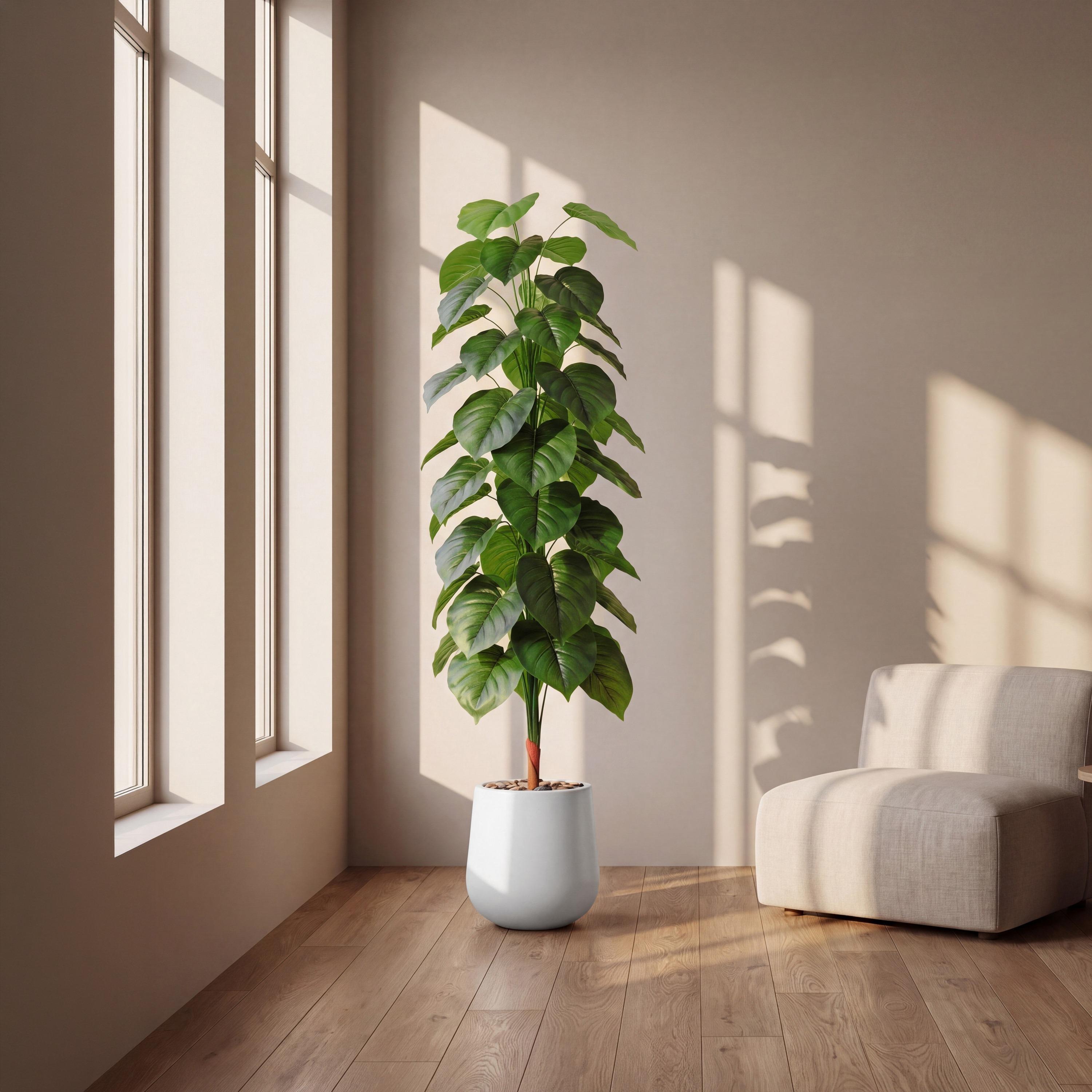نبتة فيكس صناعية بيضاء مع وعاء سيراميك من ماريا هومز-household-gardenandoutdoor-artificialflowersandplants-flowers-image-1