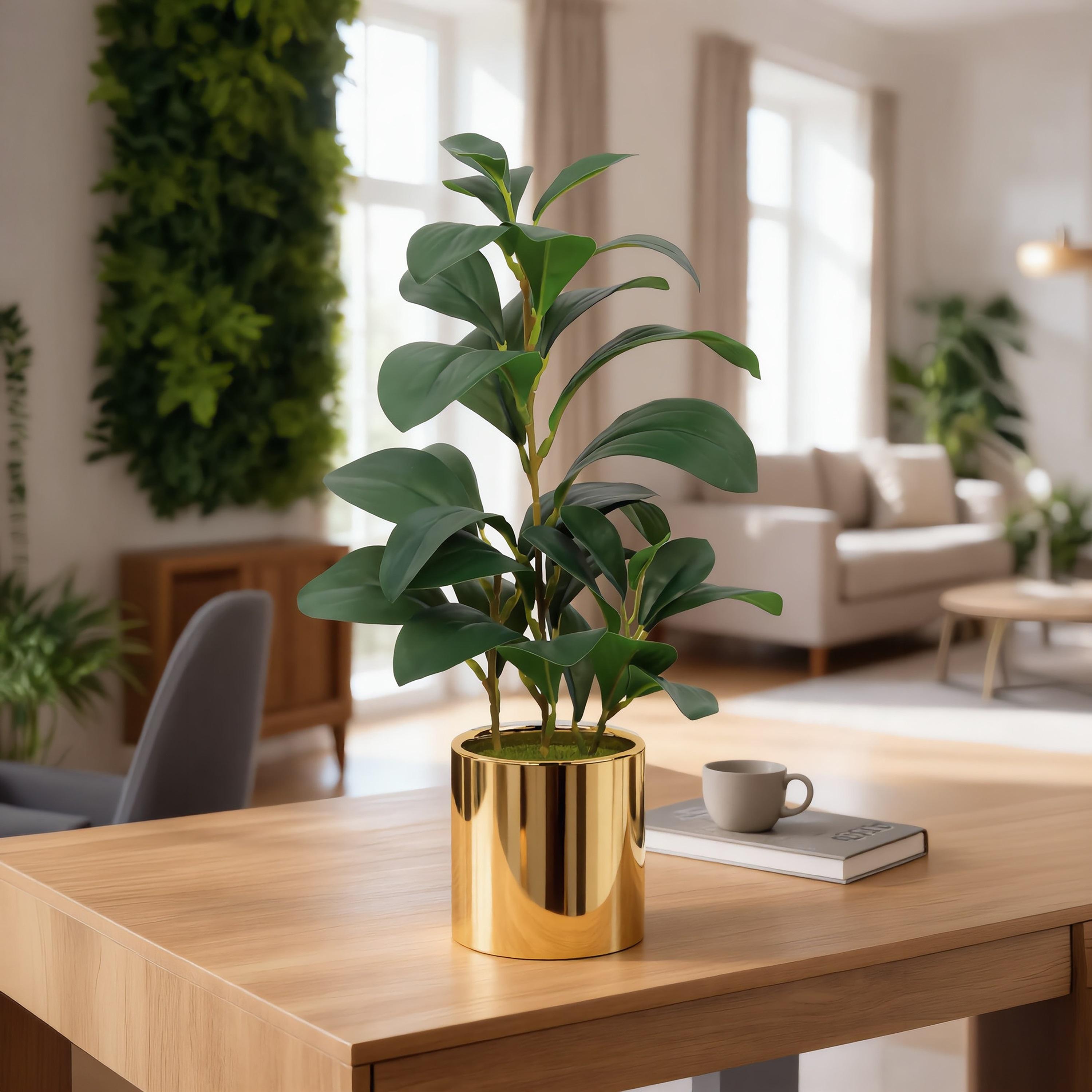 نبتة ليمون صناعية ذهبية مع إناء سيراميك من ماريا هومز-household-gardenandoutdoor-artificialflowersandplants-flowers-image-1