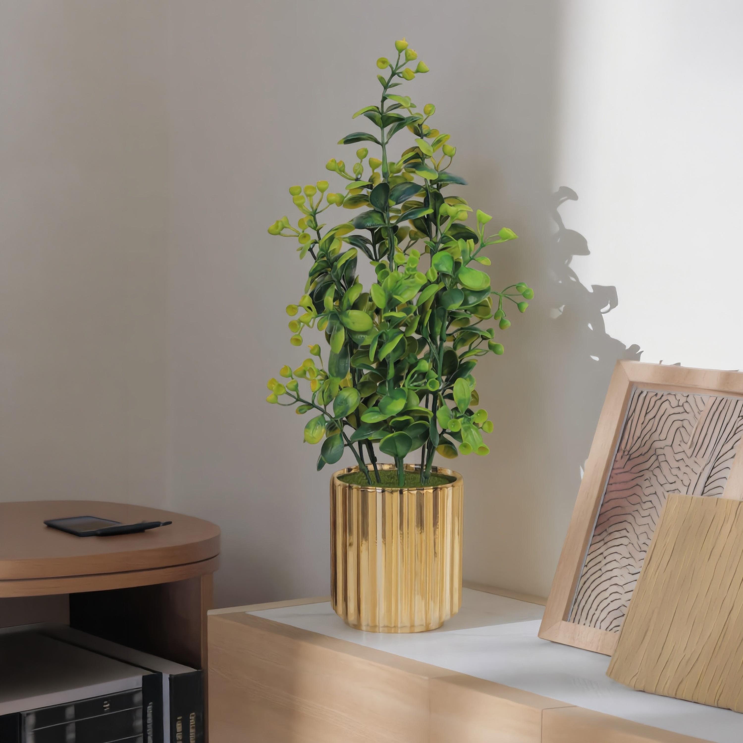 نبات أوراق صناعي مع أصيص سيراميك من ماريا هومز-household-gardenandoutdoor-artificialflowersandplants-flowers-image-1
