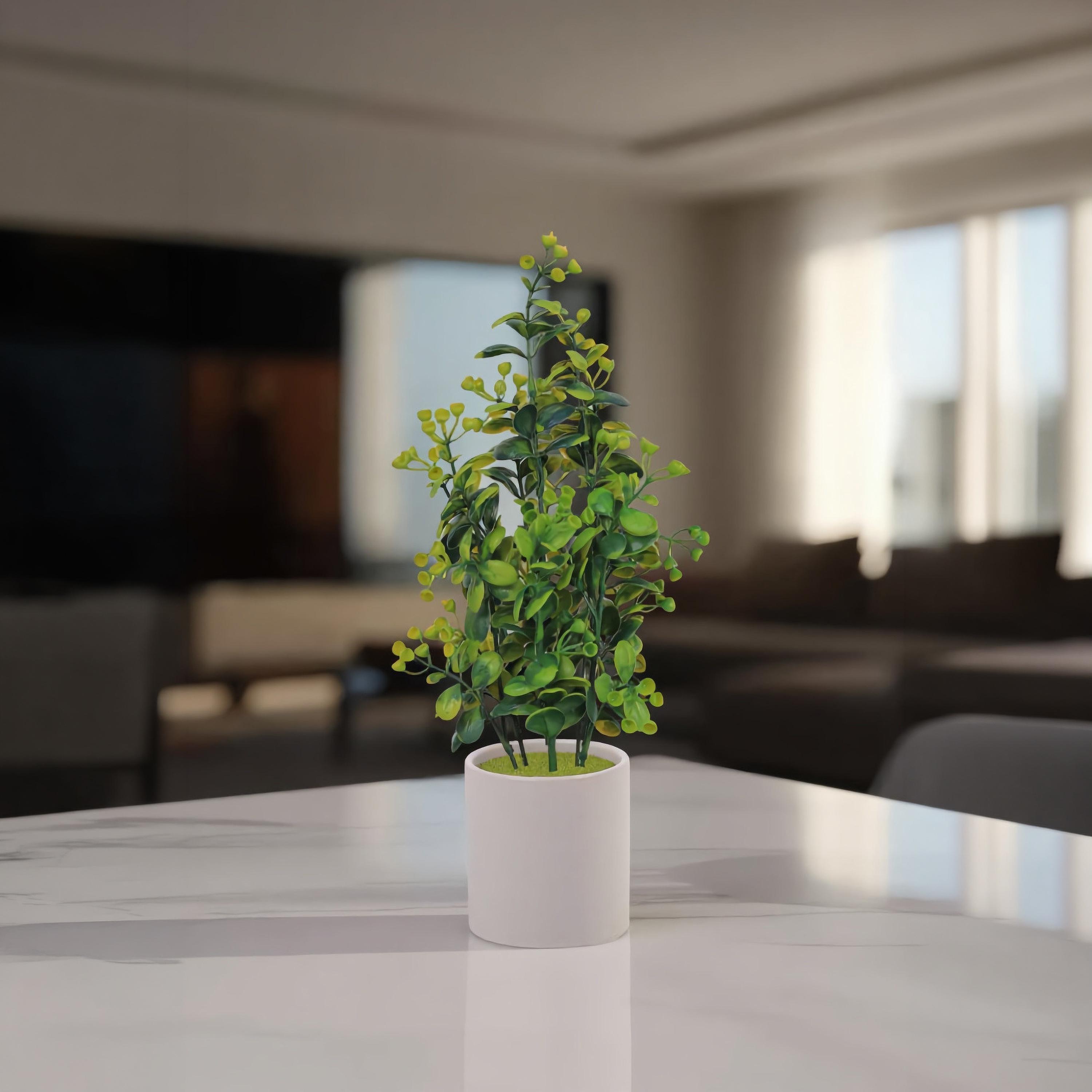 نبات أوراق صناعي أبيض بأصيص سيراميك من ماريا هومز-household-gardenandoutdoor-artificialflowersandplants-flowers-image-1
