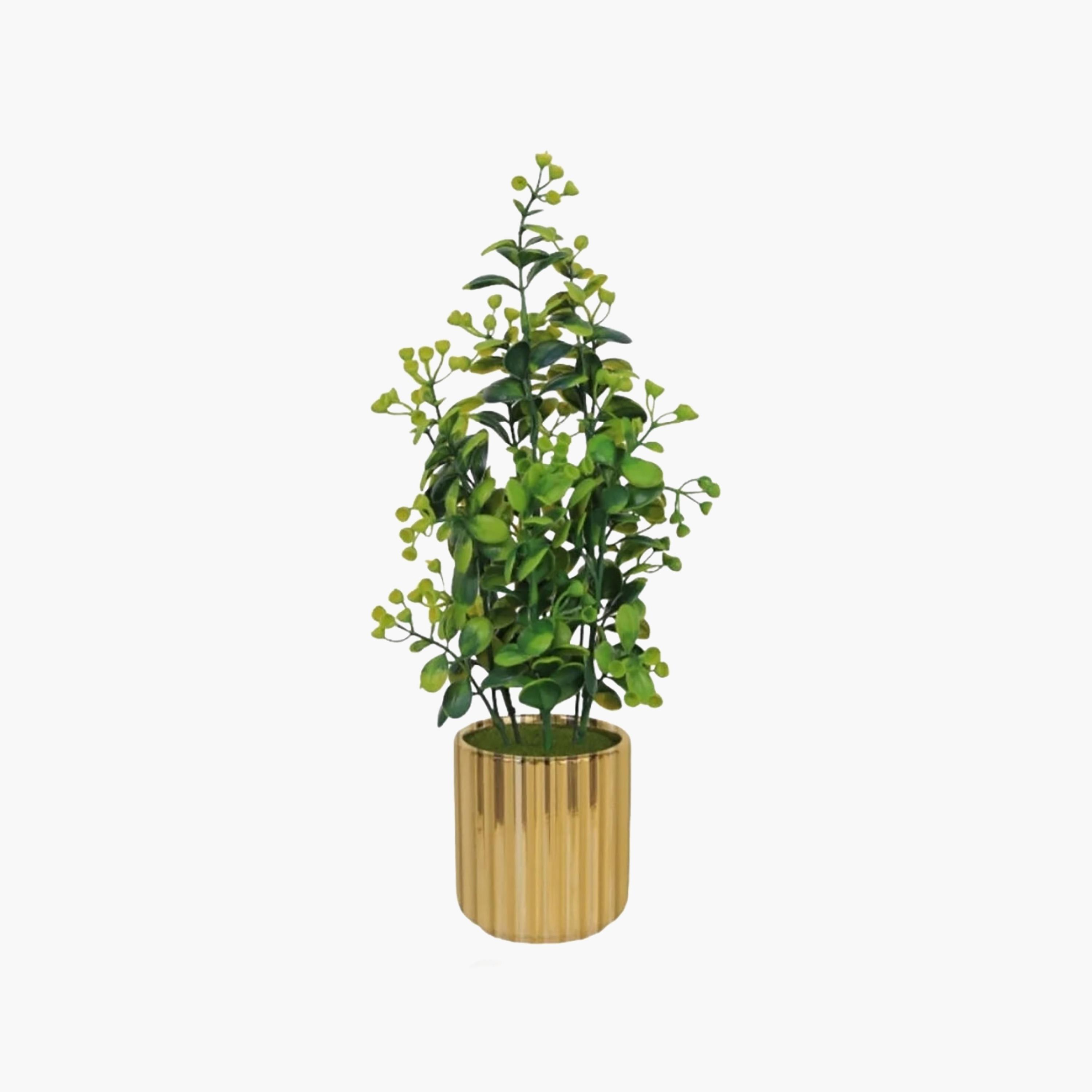 نبات أوراق صناعي ذهبي مع أصيص سيراميك من ماريا هومز-household-gardenandoutdoor-artificialflowersandplants-flowers-image-2