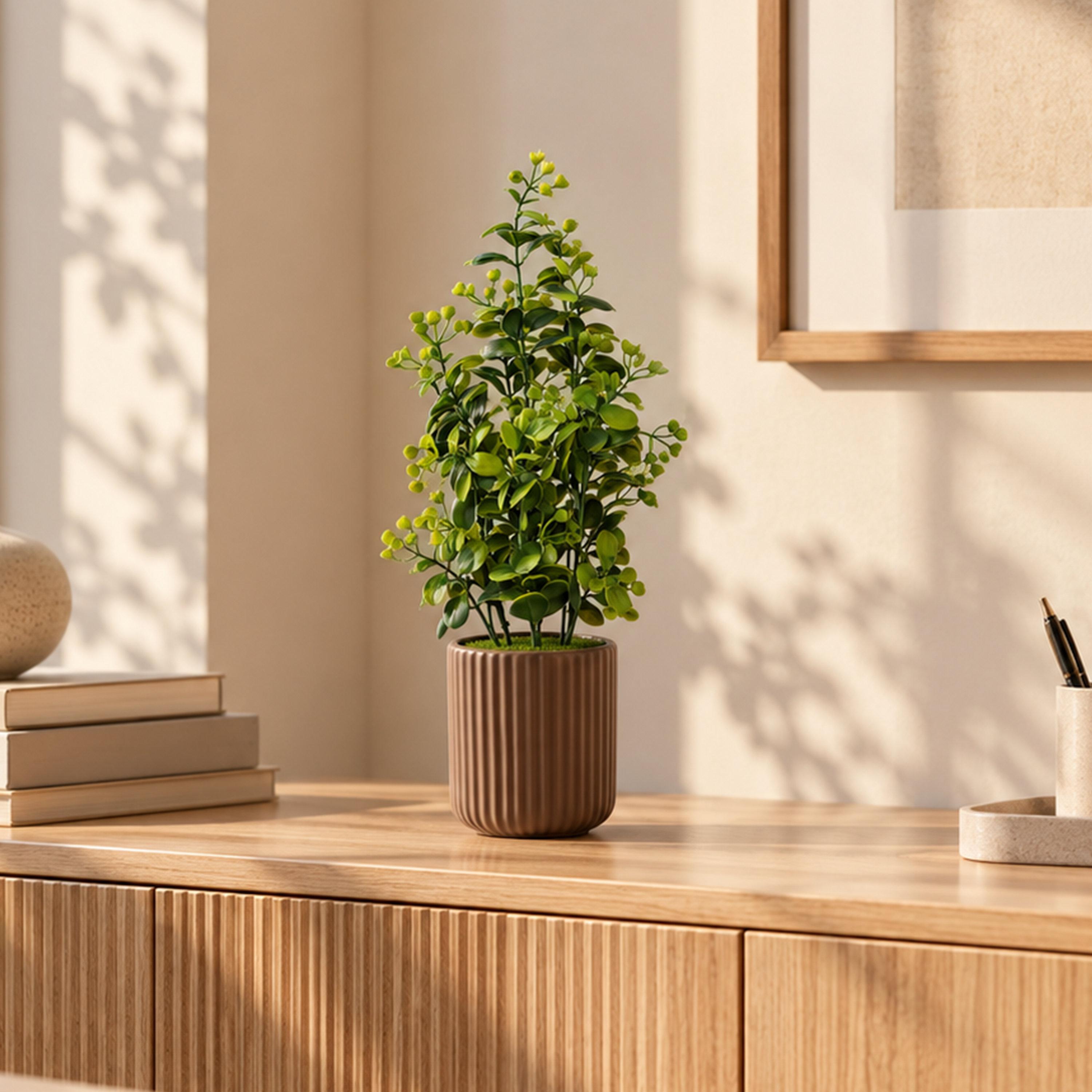 نبات أوراق صناعي مع أصيص سيراميك من ماريا هومز-household-gardenandoutdoor-artificialflowersandplants-flowers-image-1