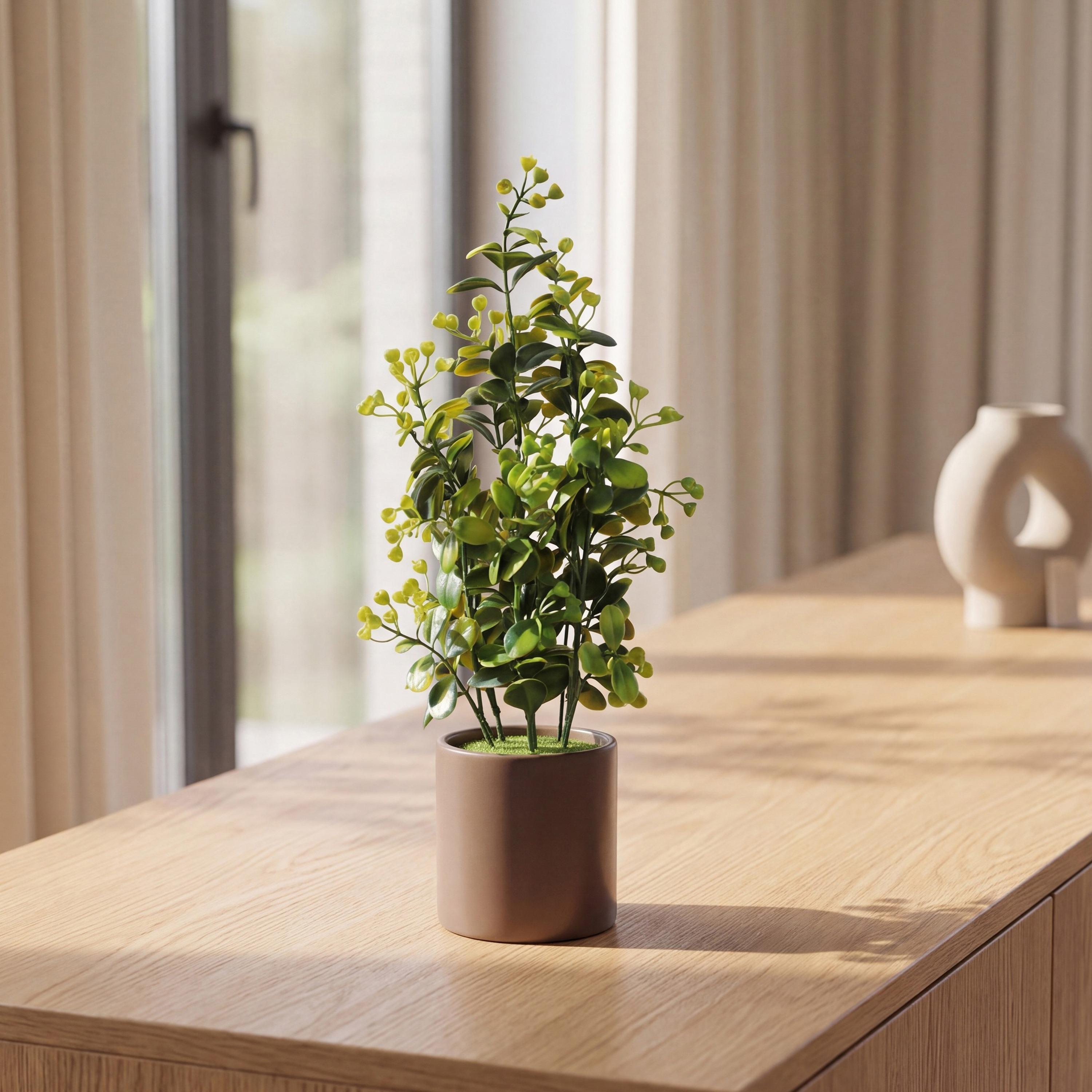 نبات أوراق صناعي مع أصيص سيراميك من ماريا هومز-household-gardenandoutdoor-artificialflowersandplants-flowers-image-1