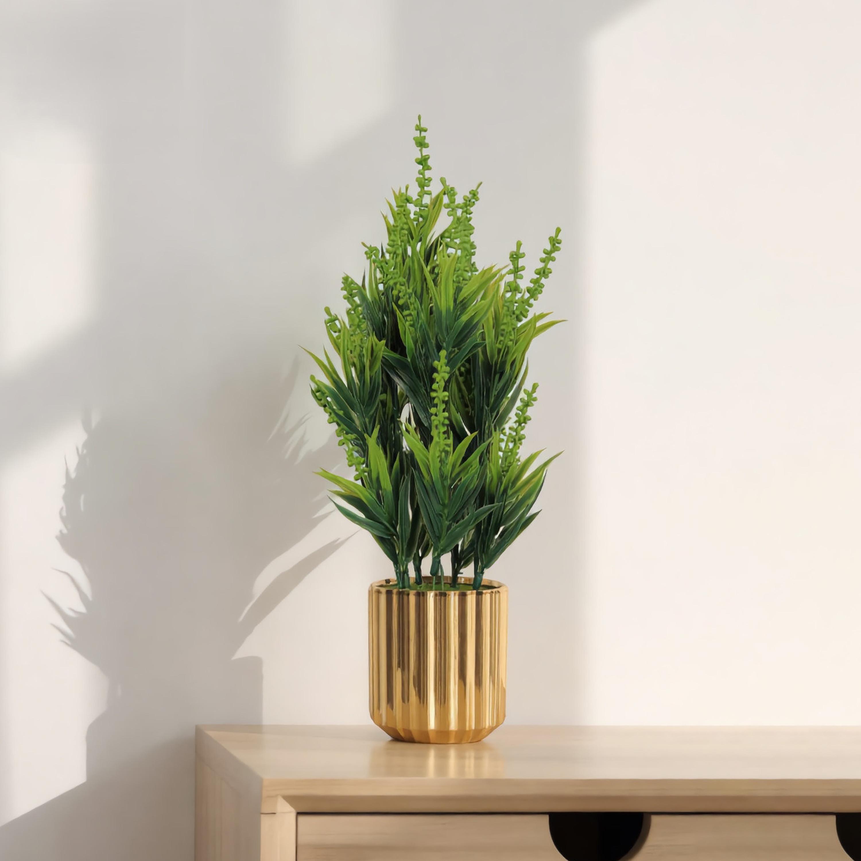 نبات أوراق صناعي مع أصيص سيراميك من ماريا هومز-household-gardenandoutdoor-artificialflowersandplants-flowers-image-1