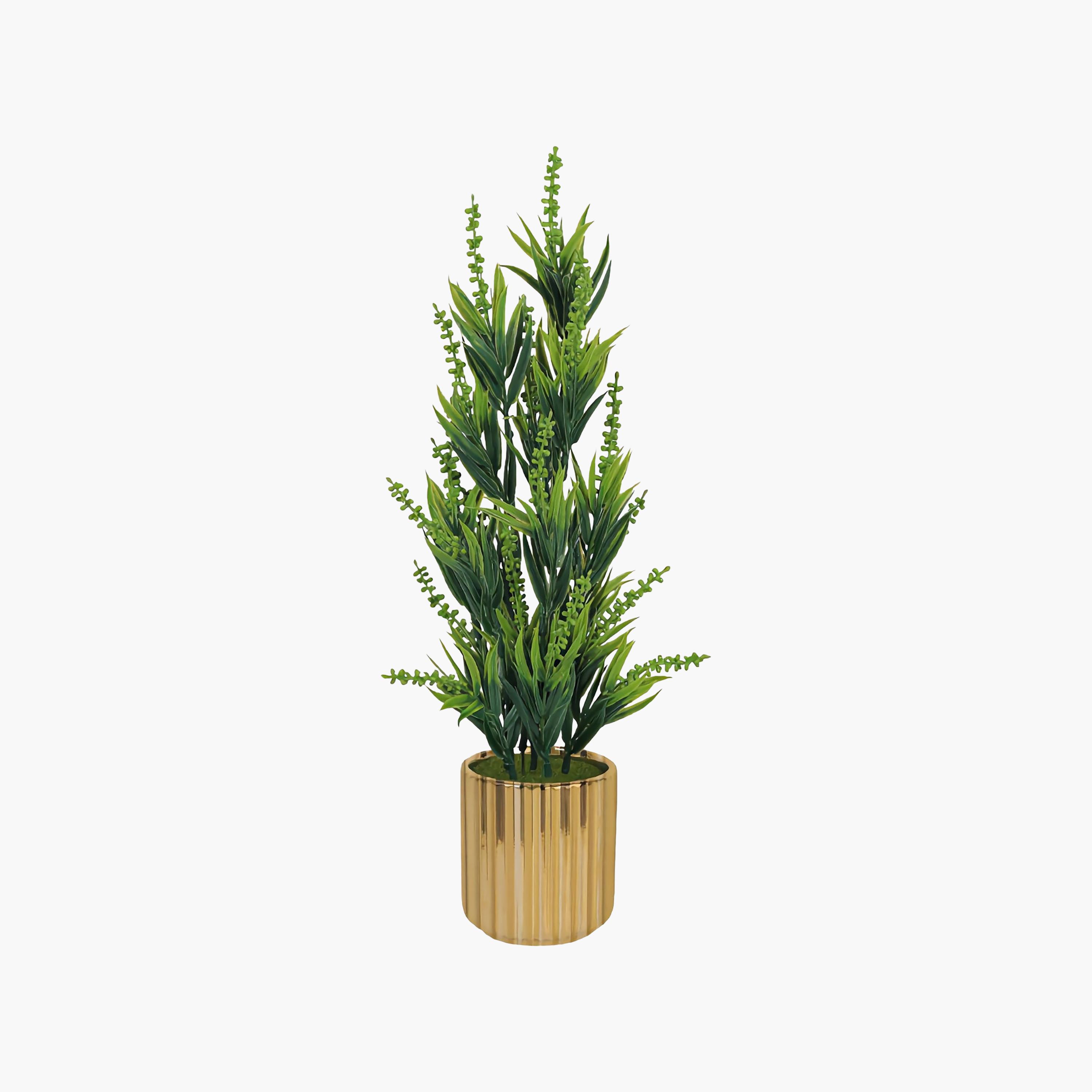 نبات أوراق صناعي ذهبي مع أصيص سيراميك من ماريا هومز-household-gardenandoutdoor-artificialflowersandplants-flowers-image-2