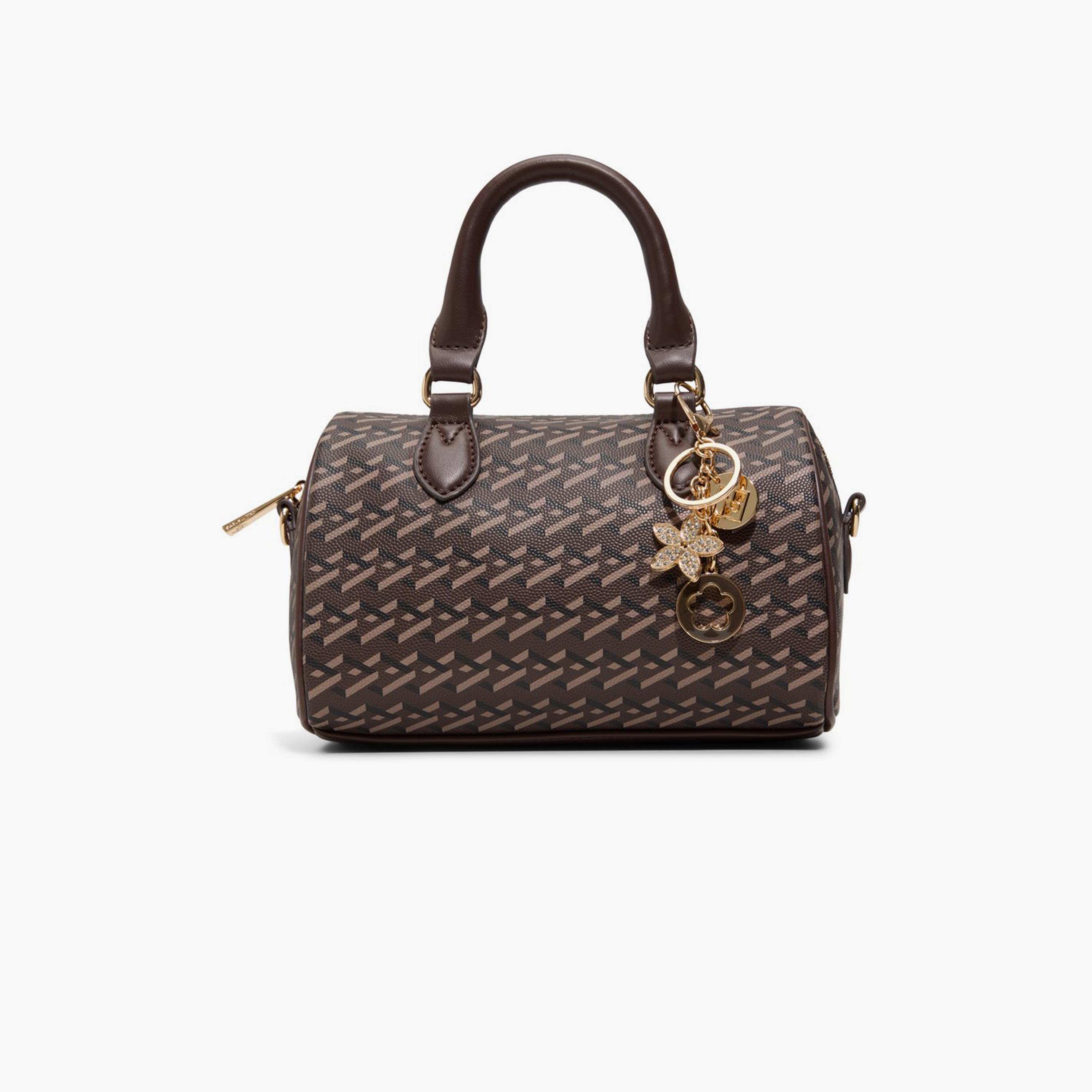 Call it Spring Tanaa Textured Double Handle Satchel Bag with Zipper Closure and Detachable Strap | 20 X 12 X 14 CM-women-bagsandwallets-handbags-image-1
