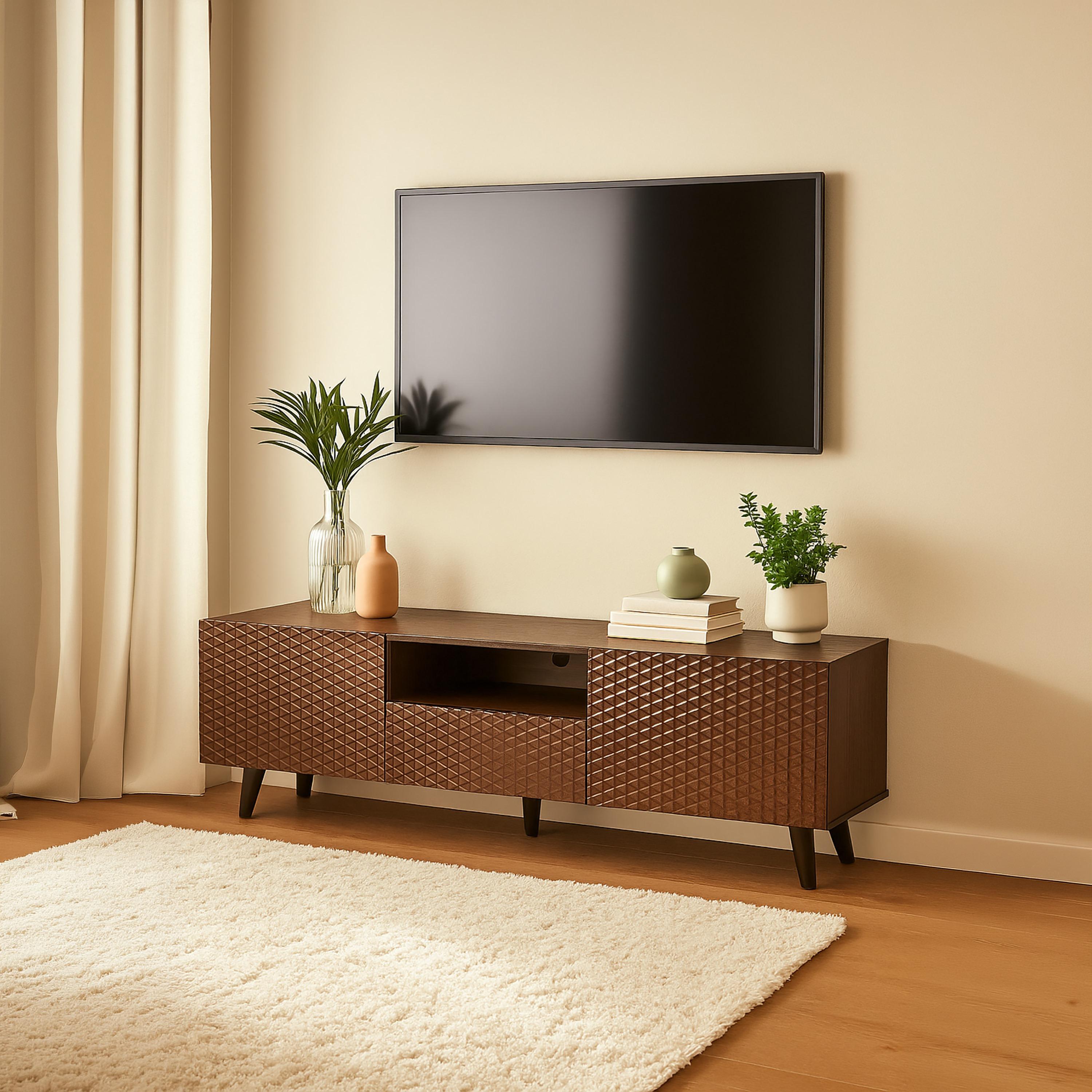 طاولة تلفزيون خشبية مع خزائن تخزين من ماريا هومز-furniture-livingroom-tvandmediaunits-image-2