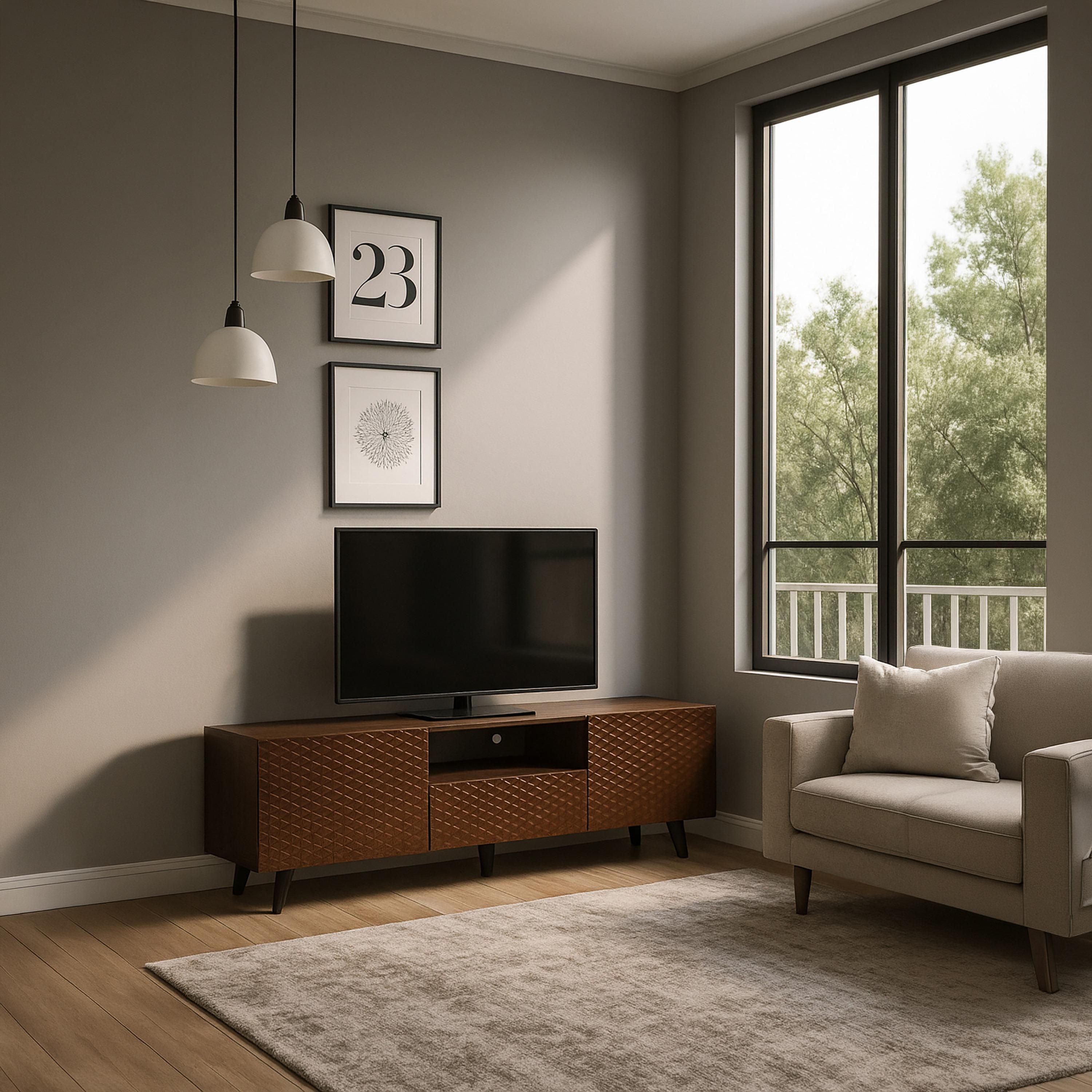 طاولة تلفزيون خشبية مع خزائن تخزين من ماريا هومز-furniture-livingroom-tvandmediaunits-image-3