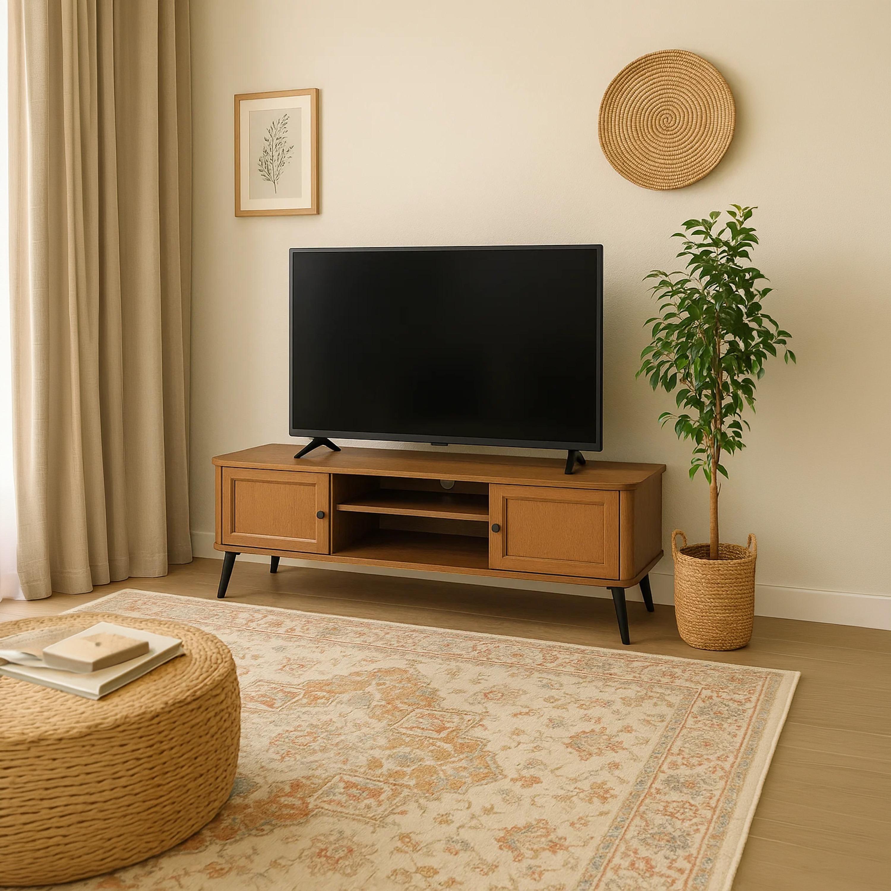 Maria Homes Rattan TV Stand with 2 Drawers & 2 Shelves-furniture-livingroom-tvandmediaunits-image-2