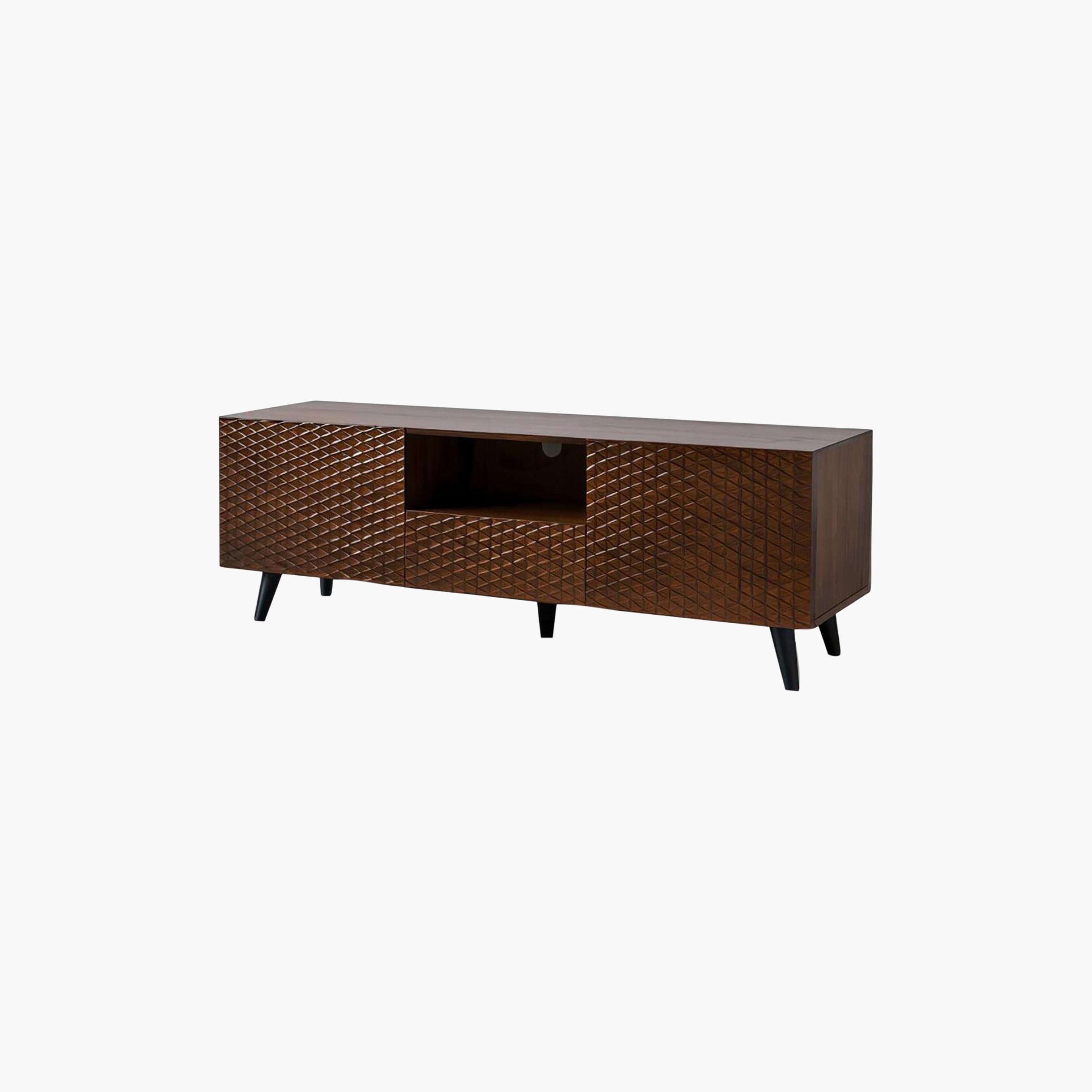 طاولة تلفزيون خشبية مع خزائن تخزين من ماريا هومز-furniture-livingroom-tvandmediaunits-image-1