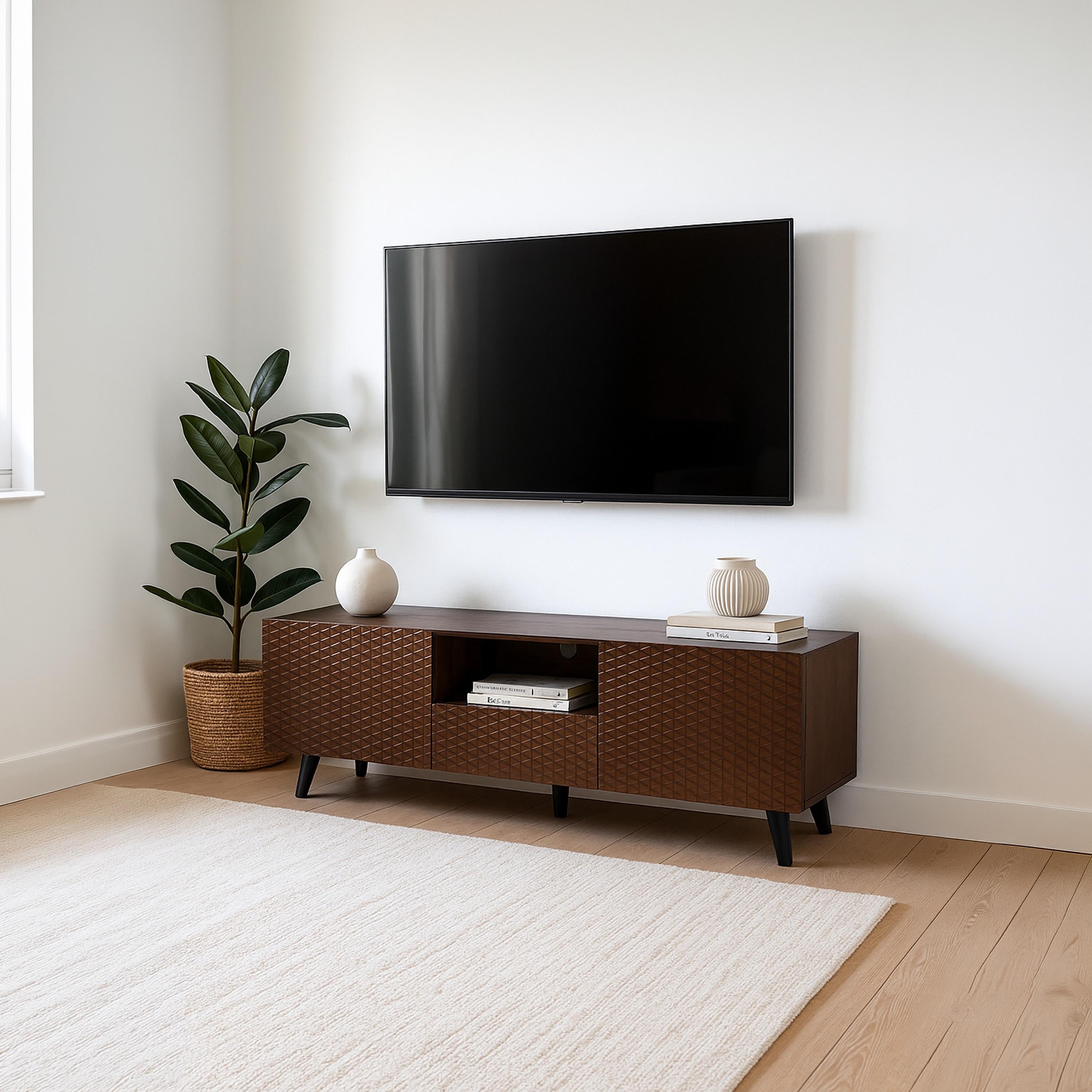 طاولة تلفزيون خشبية مع خزائن تخزين من ماريا هومز-furniture-livingroom-tvandmediaunits-image-2