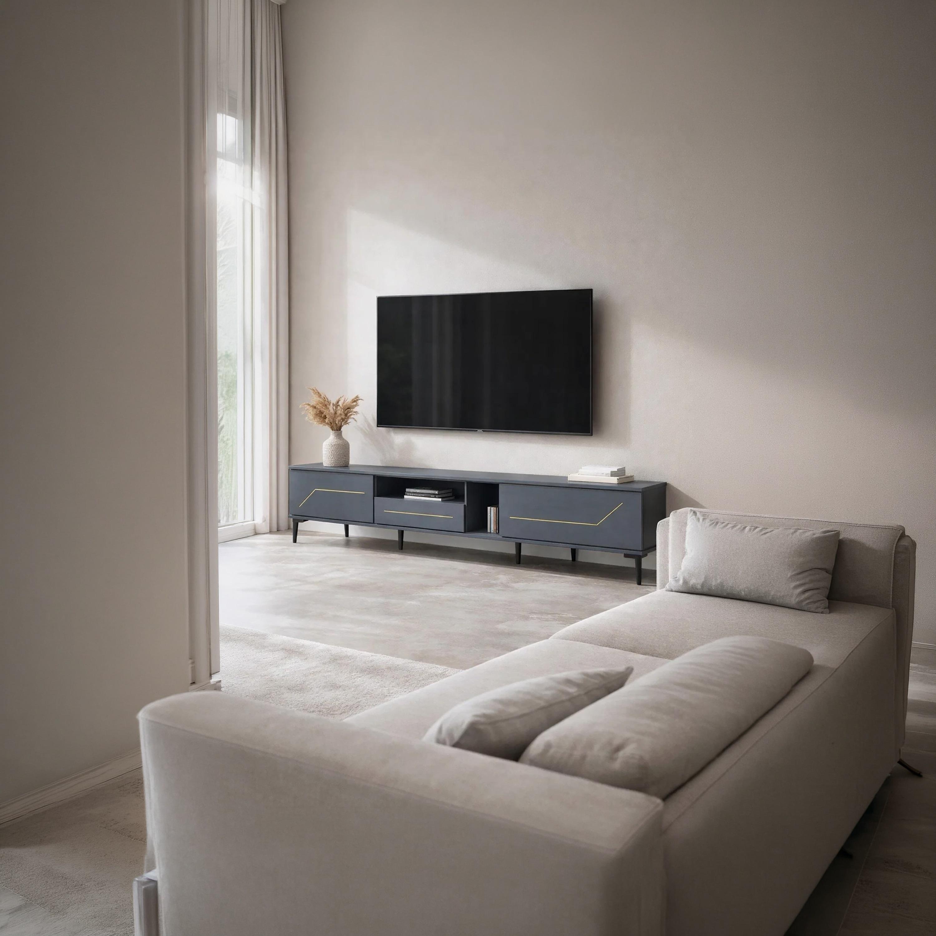 طاولة تلفزيون خشبية بـ3 أرفف من ماريا هومز-furniture-livingroom-tvandmediaunits-image-2