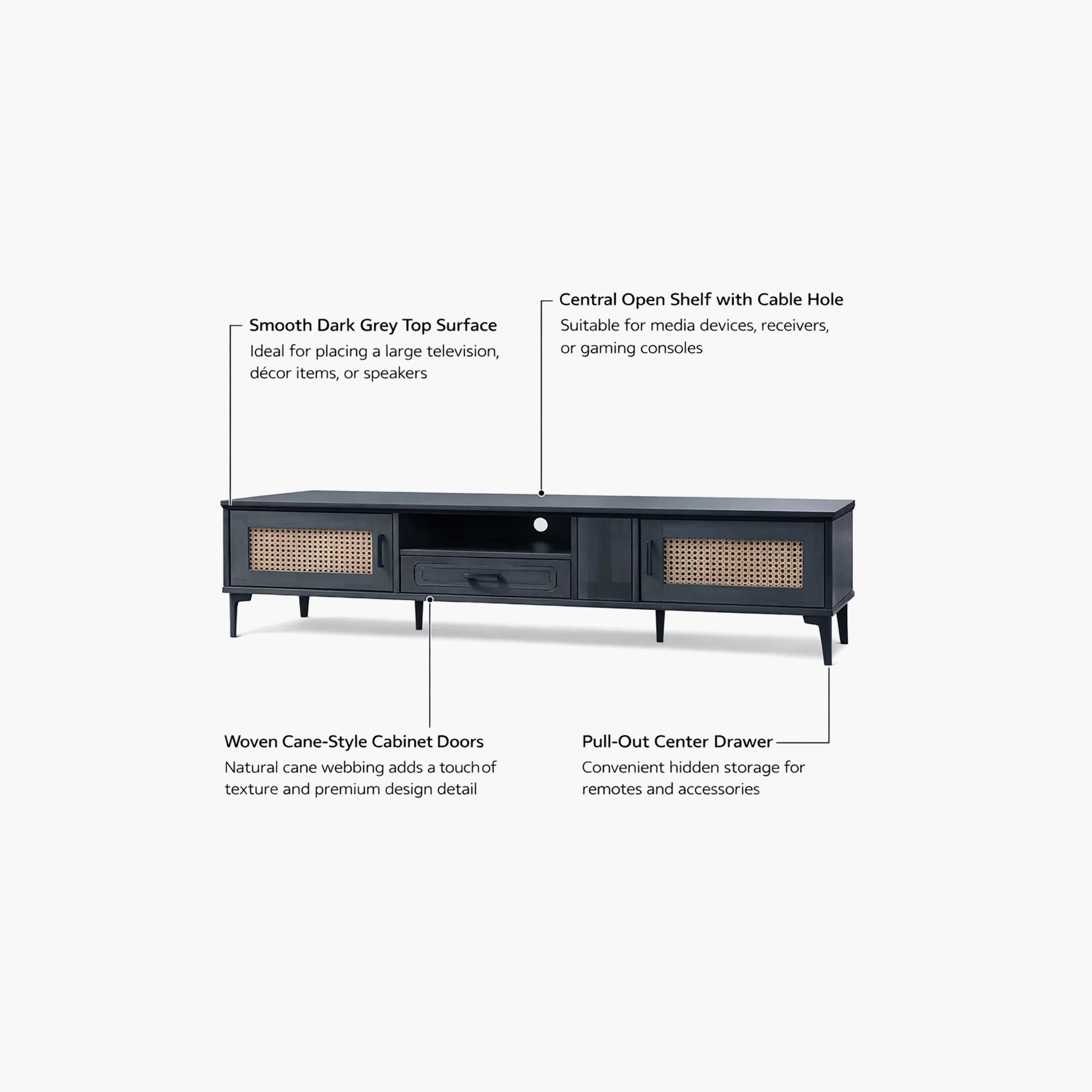 طاولة تلفزيون خشبية بـ 4 أدراج ورف واحد من ماريا هومز-furniture-livingroom-tvandmediaunits-image-4