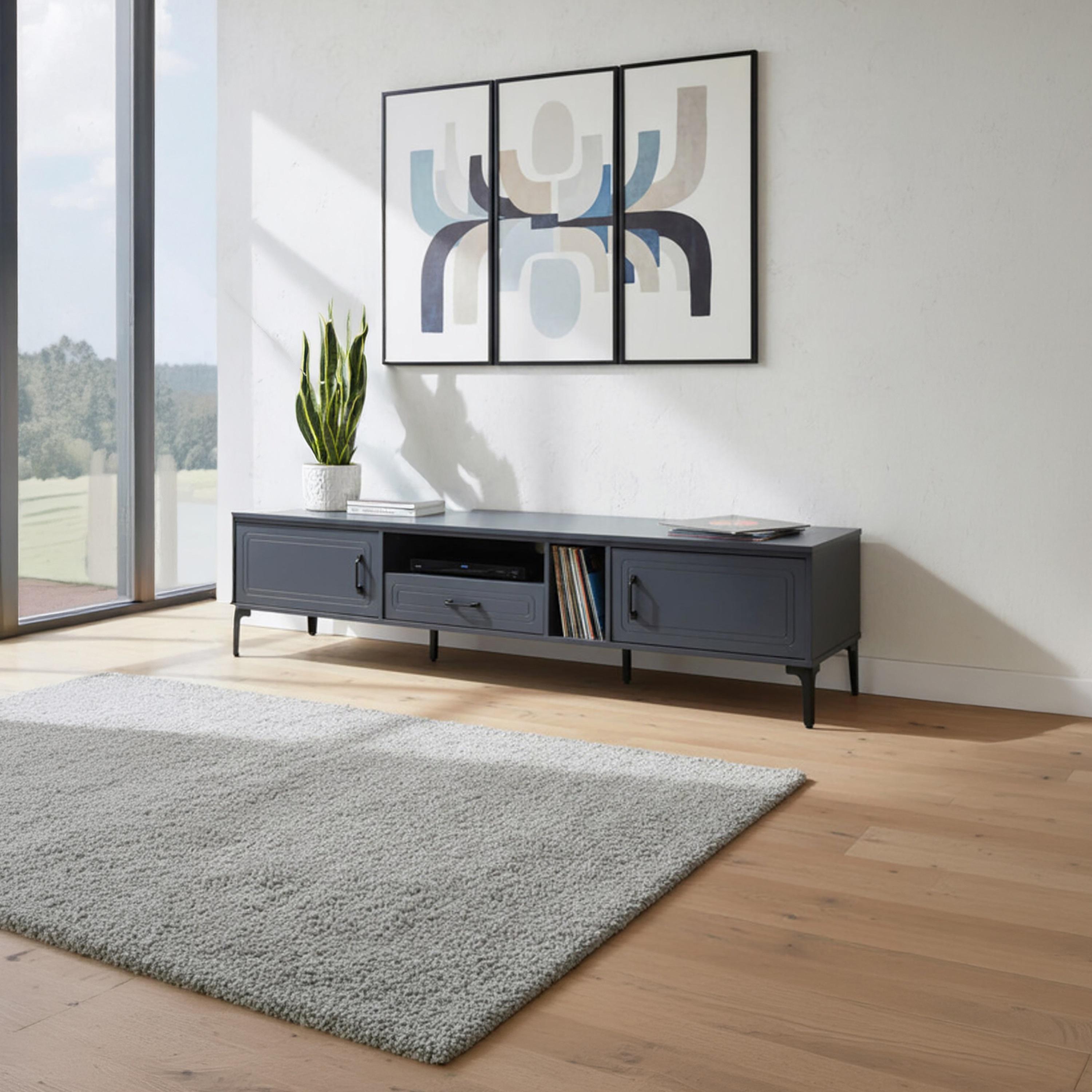 طاولة تلفزيون معدنية بـ 3 أدراج ورفين من ماريا هومز-furniture-livingroom-tvandmediaunits-image-1