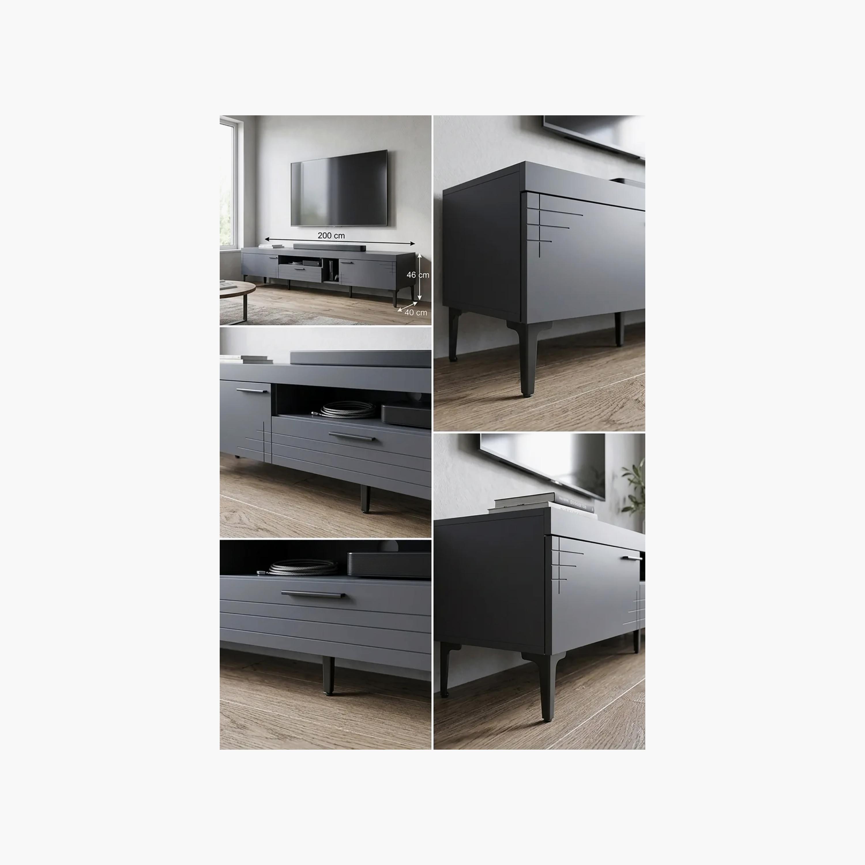 طاولة تلفزيون خشبية بـ 3 أدراج ورفين من ماريا هومز-furniture-livingroom-tvandmediaunits-image-3