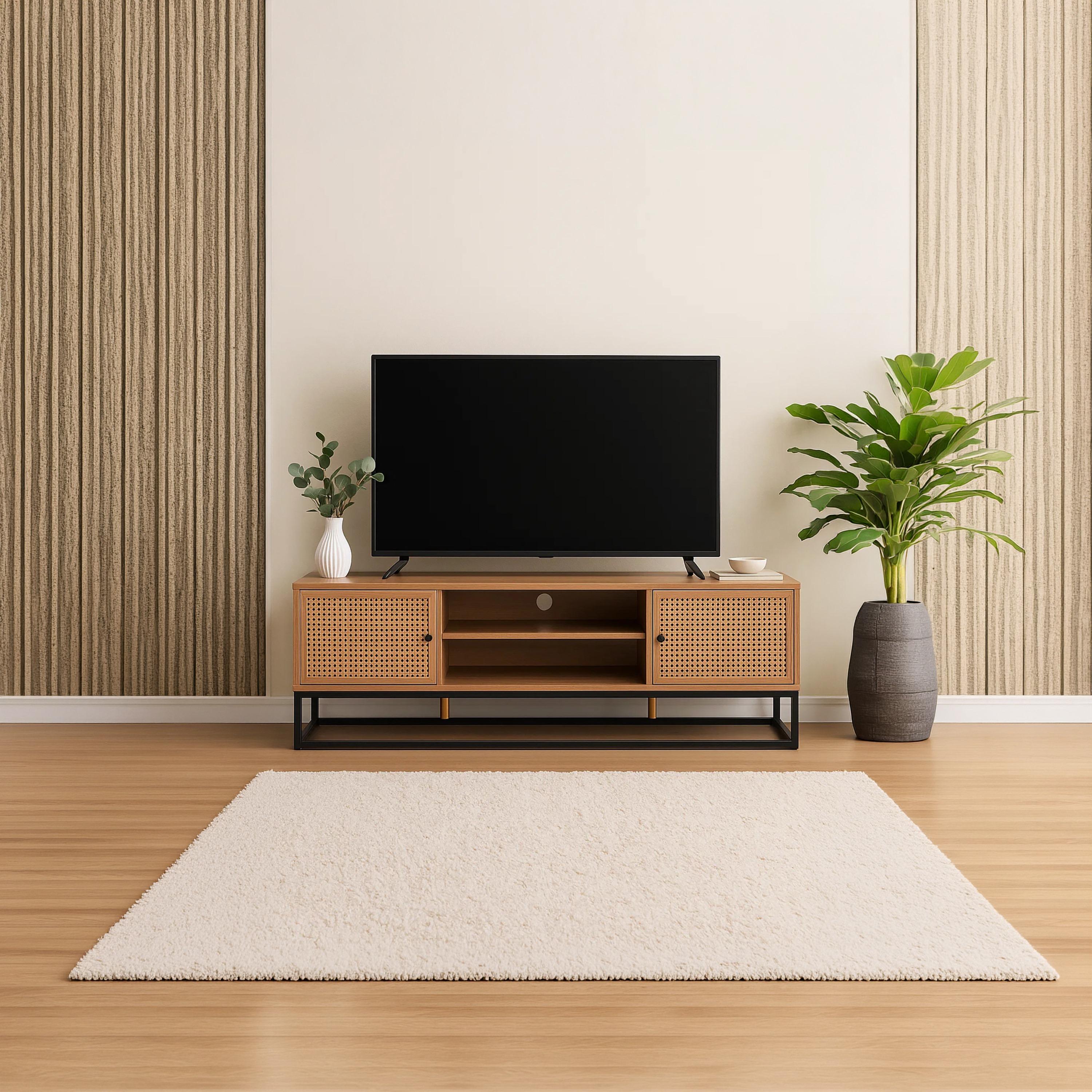 طاولة تلفزيون خيزران من ماريا هومز بدرجين ورفين-furniture-livingroom-tvandmediaunits-image-1