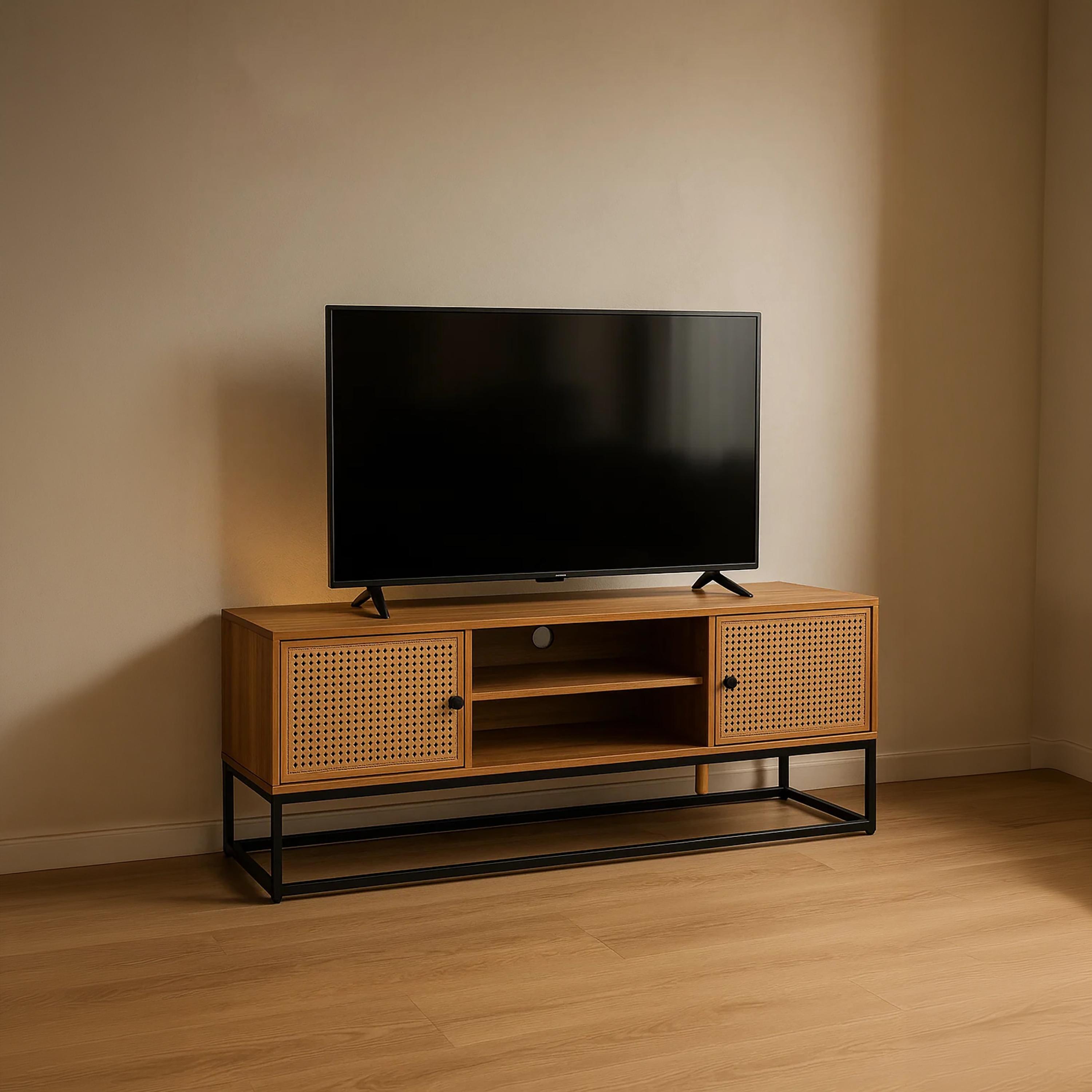 طاولة تلفزيون خيزران من ماريا هومز بدرجين ورفين-furniture-livingroom-tvandmediaunits-image-4
