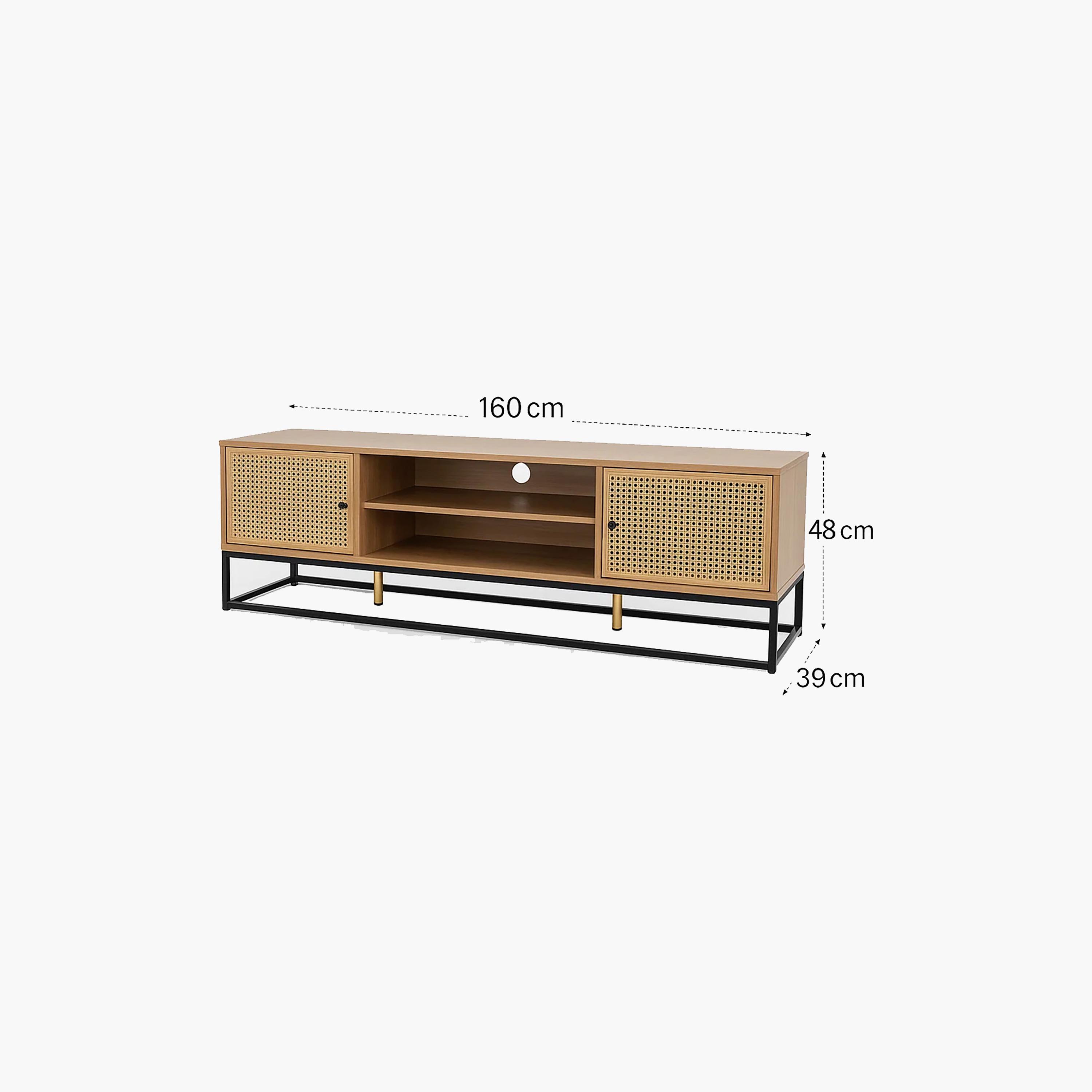 طاولة تلفزيون خيزران من ماريا هومز بدرجين ورفين-furniture-livingroom-tvandmediaunits-image-5