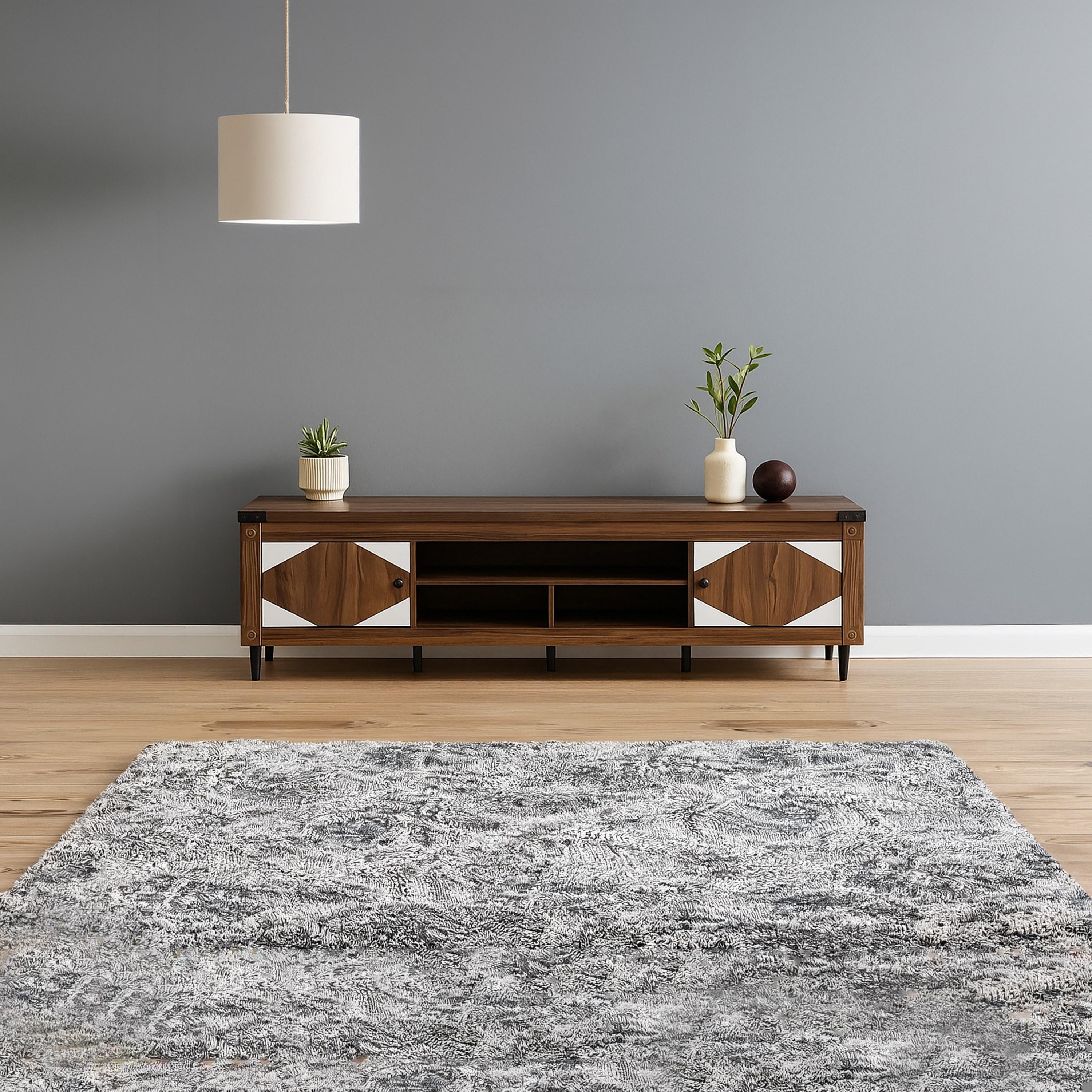 طاولة تلفزيون خشبية بدرجين و3 أرفف من ماريا هومز-furniture-livingroom-tvandmediaunits-image-1