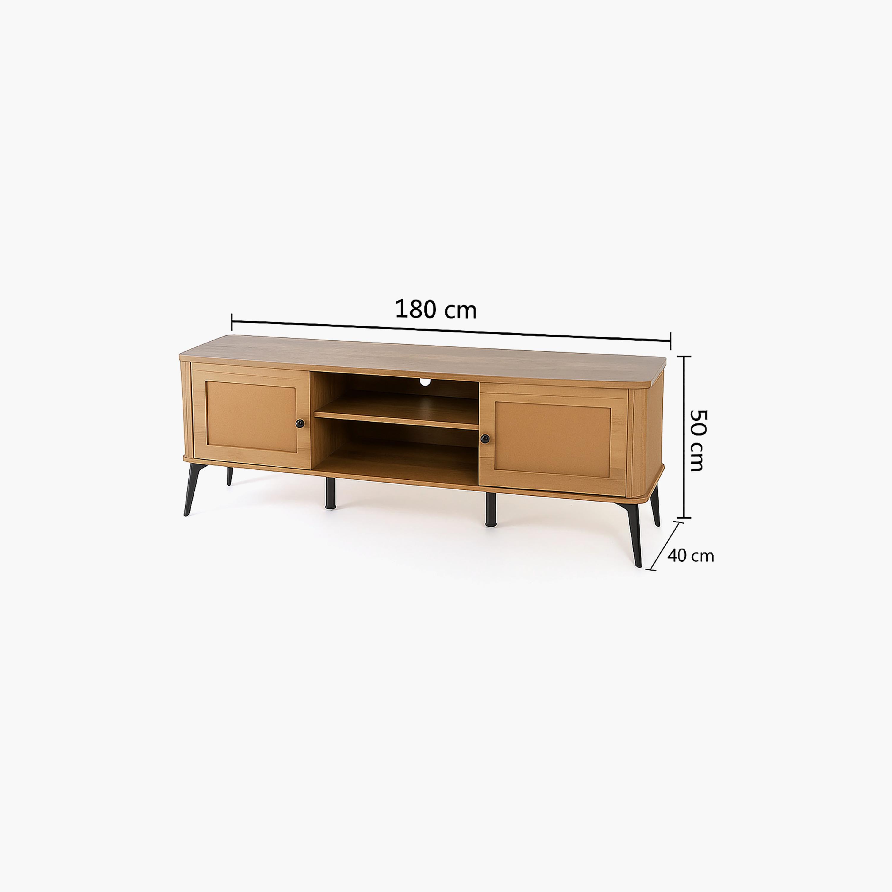 طاولة تلفزيون خشبية بدرجين ورفين من ماريا هومز-furniture-livingroom-tvandmediaunits-image-6