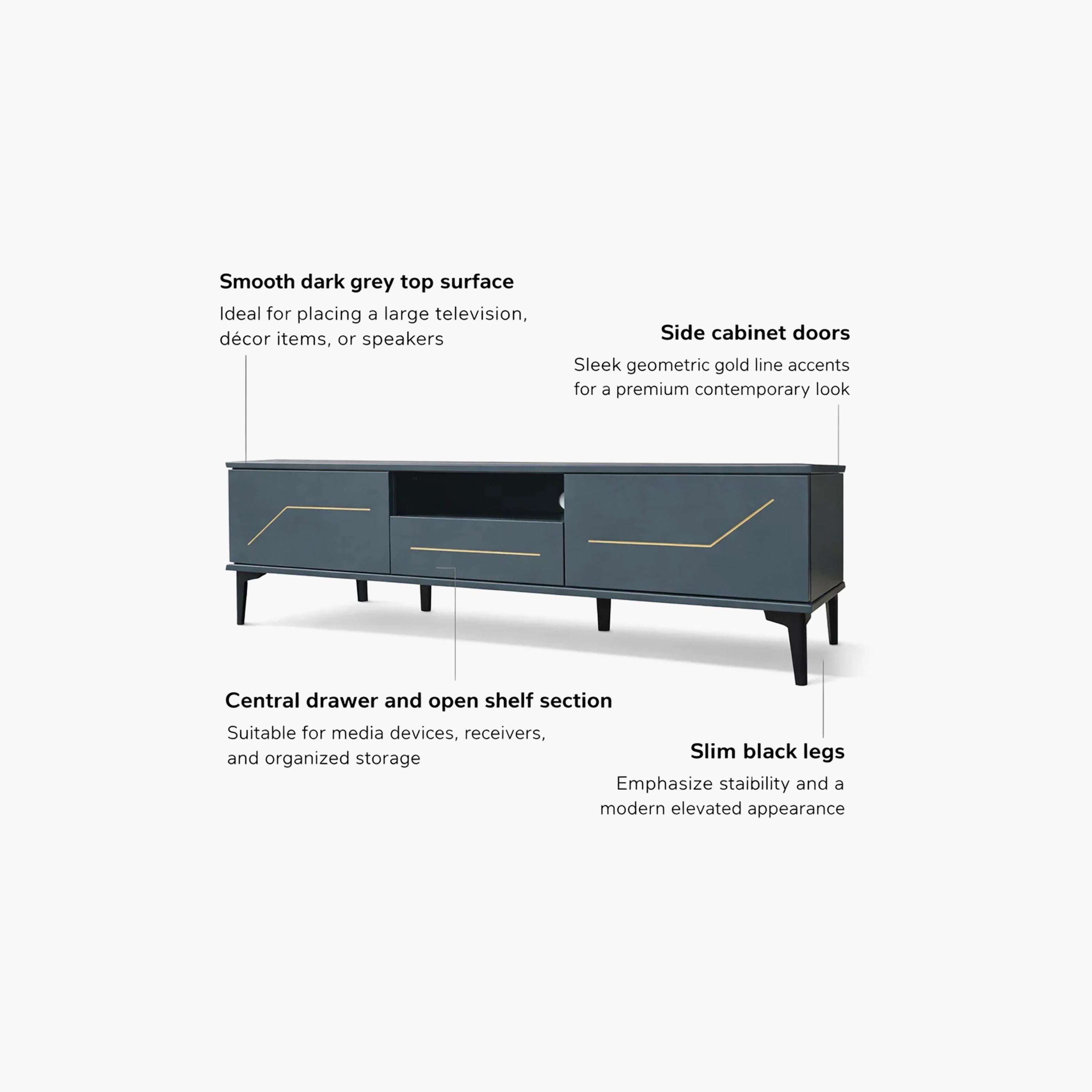 طاولة تلفزيون خشبية بـ 3 أدراج ورف واحد من ماريا هومز-furniture-livingroom-tvandmediaunits-image-4