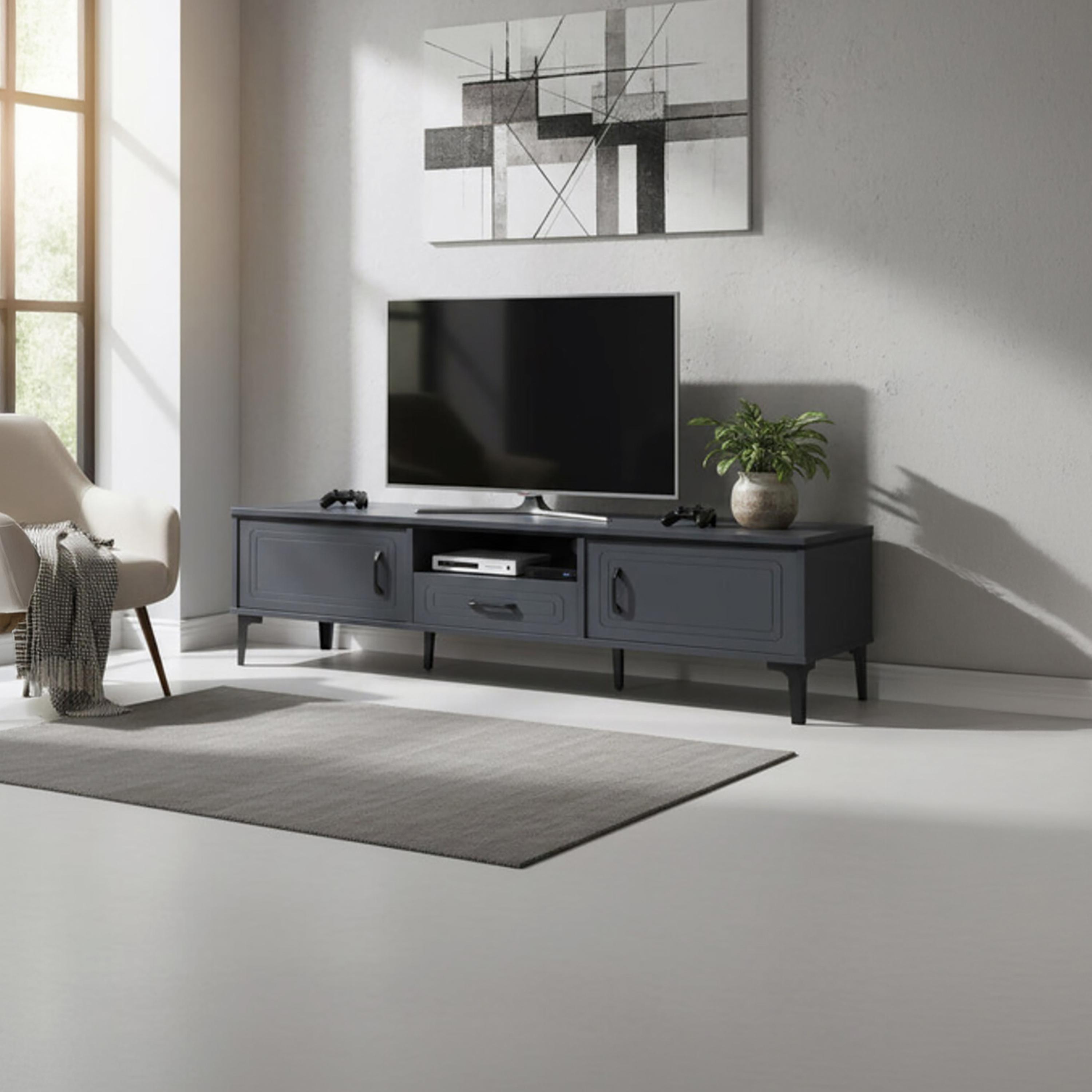 طاولة تلفزيون معدنية بـ 3 أدراج ورف واحد من ماريا هومز-furniture-livingroom-tvandmediaunits-image-1
