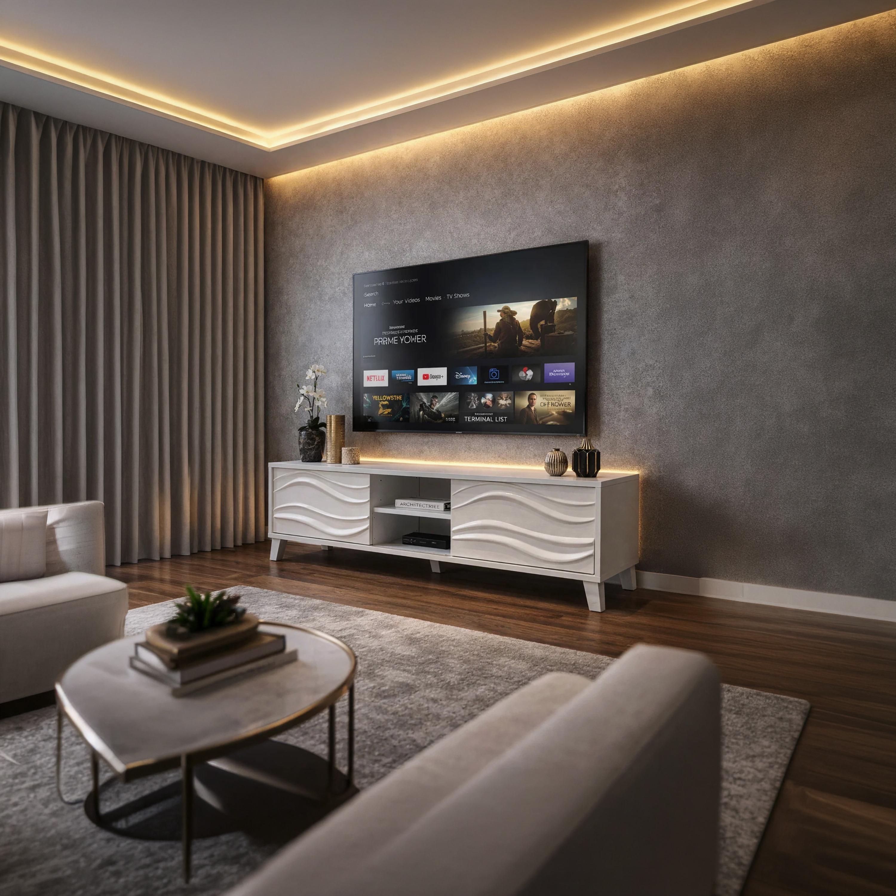 طاولة تلفزيون خشبية بدرجين ورفين من ماريا هومز-furniture-livingroom-tvandmediaunits-image-2