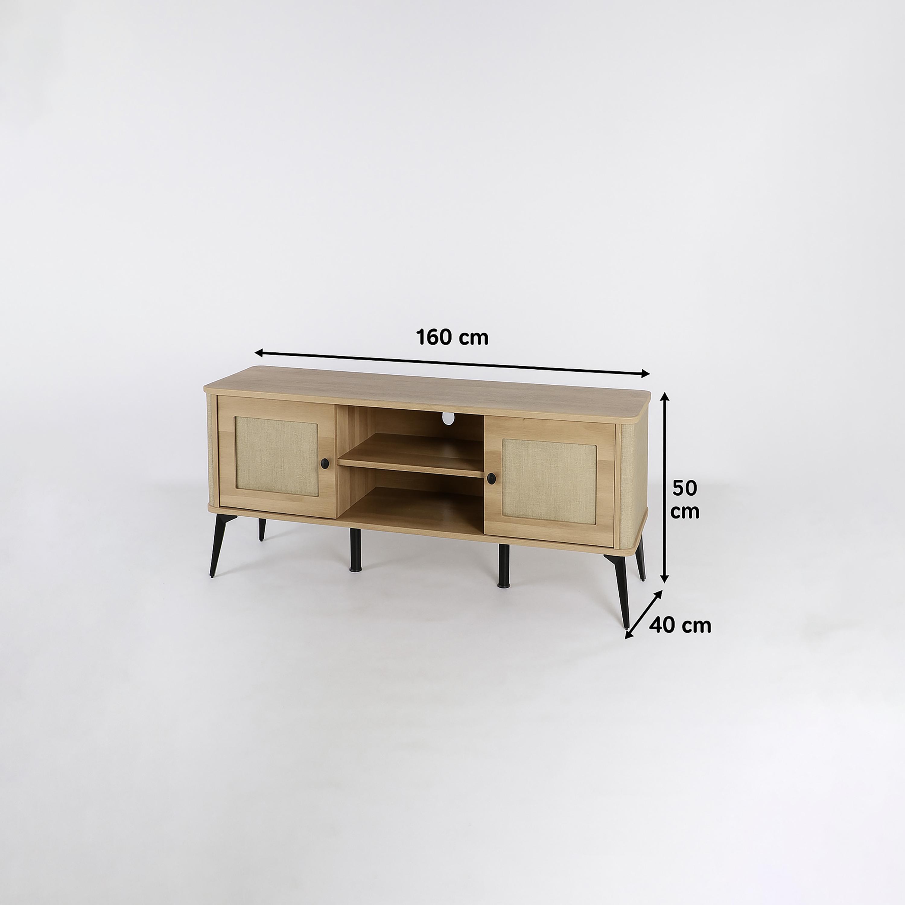 طاولة تلفزيون خشبية بدرجين ورفين من ماريا هومز-furniture-livingroom-tvandmediaunits-image-5