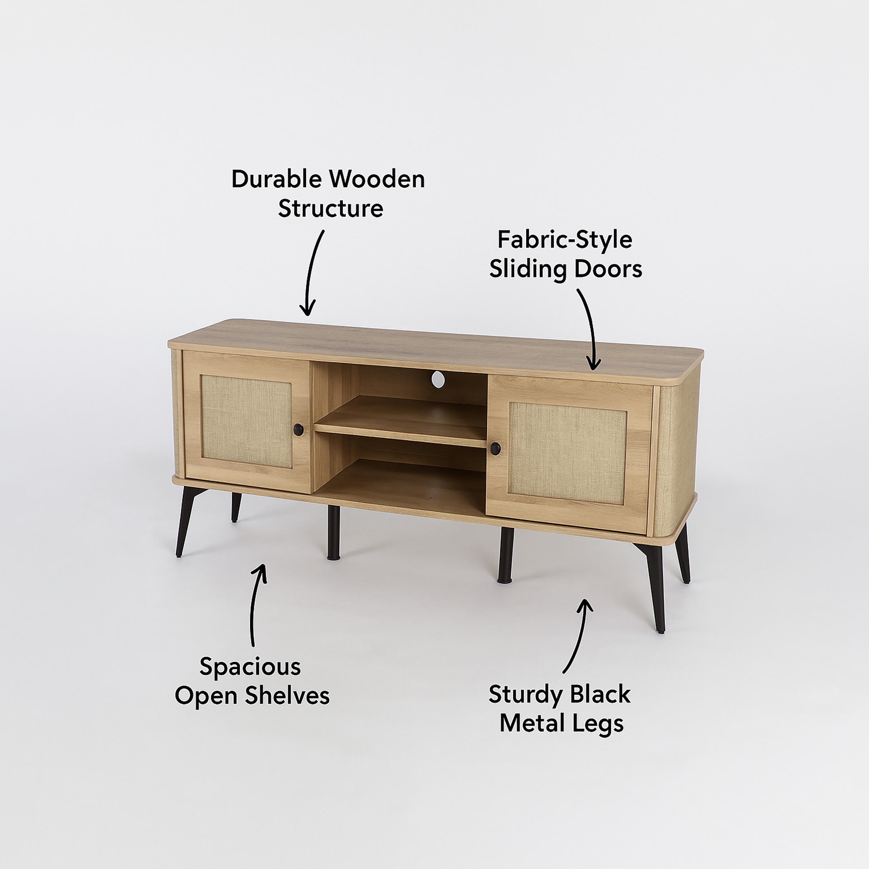 طاولة تلفزيون خشبية بدرجين ورفين من ماريا هومز-furniture-livingroom-tvandmediaunits-image-6