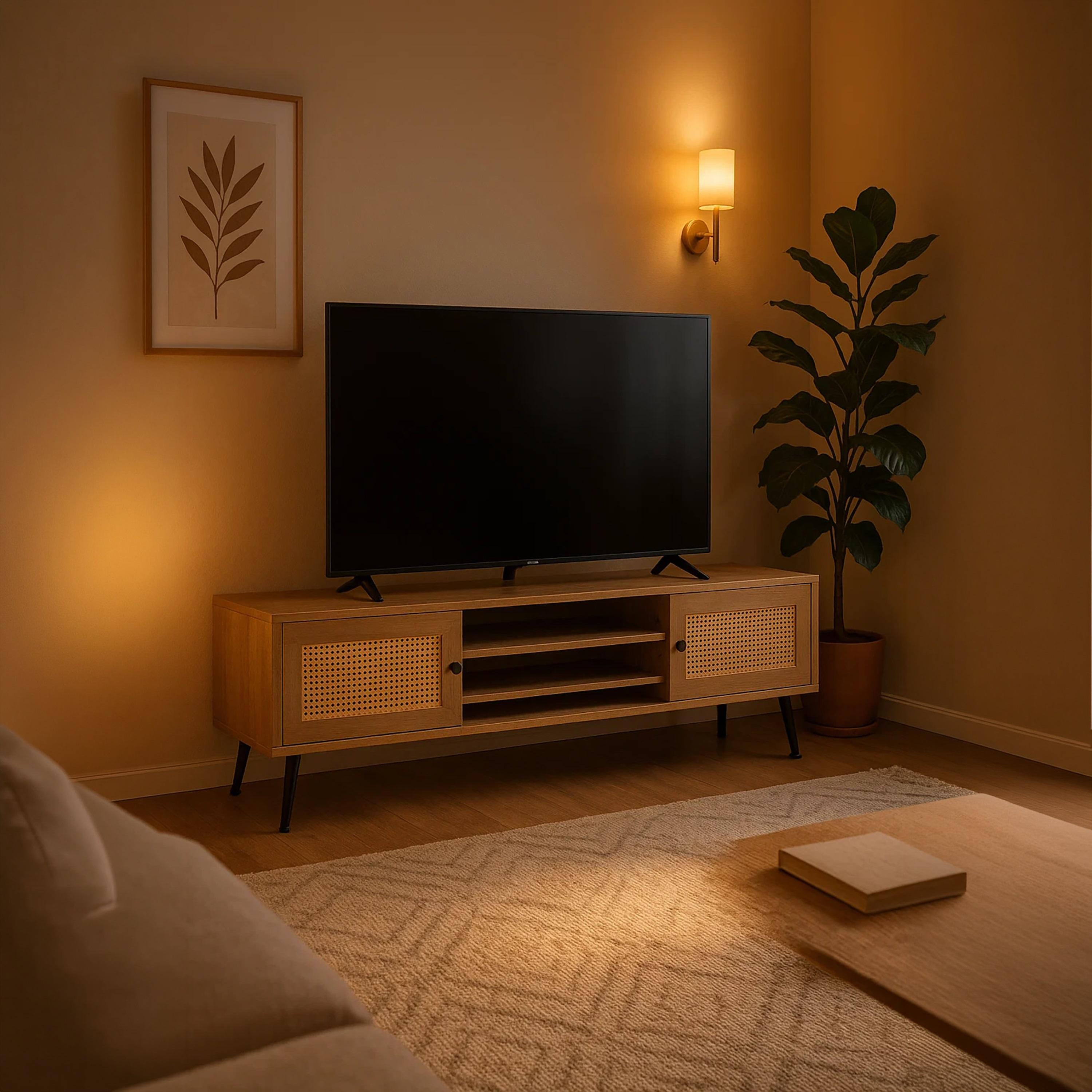 Maria Homes Rattan TV Stand with 2 Drawers & 2 Shelves-furniture-livingroom-tvandmediaunits-image-5