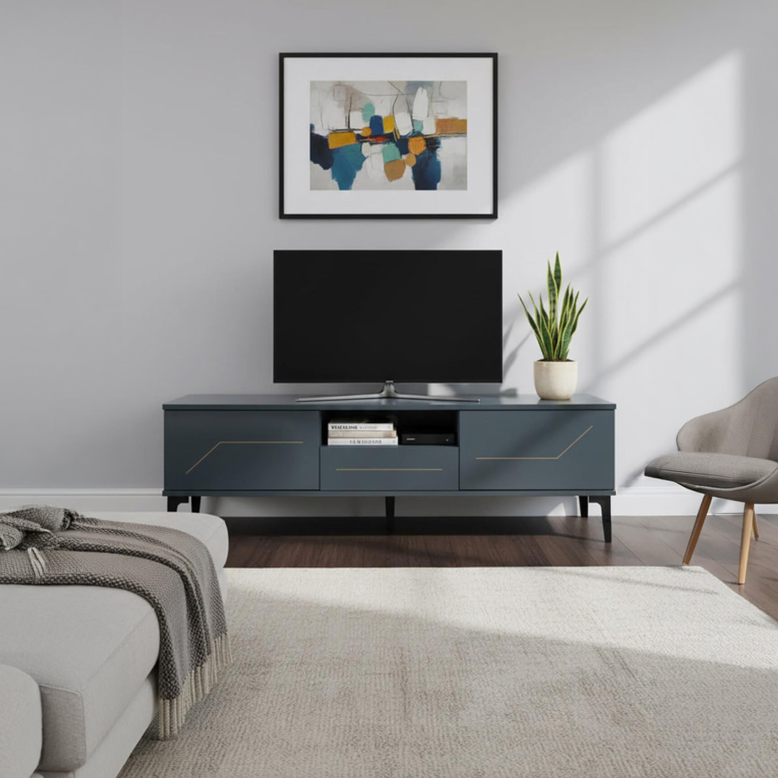 طاولة تلفزيون معدنية بـ 3 أدراج ورف واحد من ماريا هومز-furniture-livingroom-tvandmediaunits-image-1