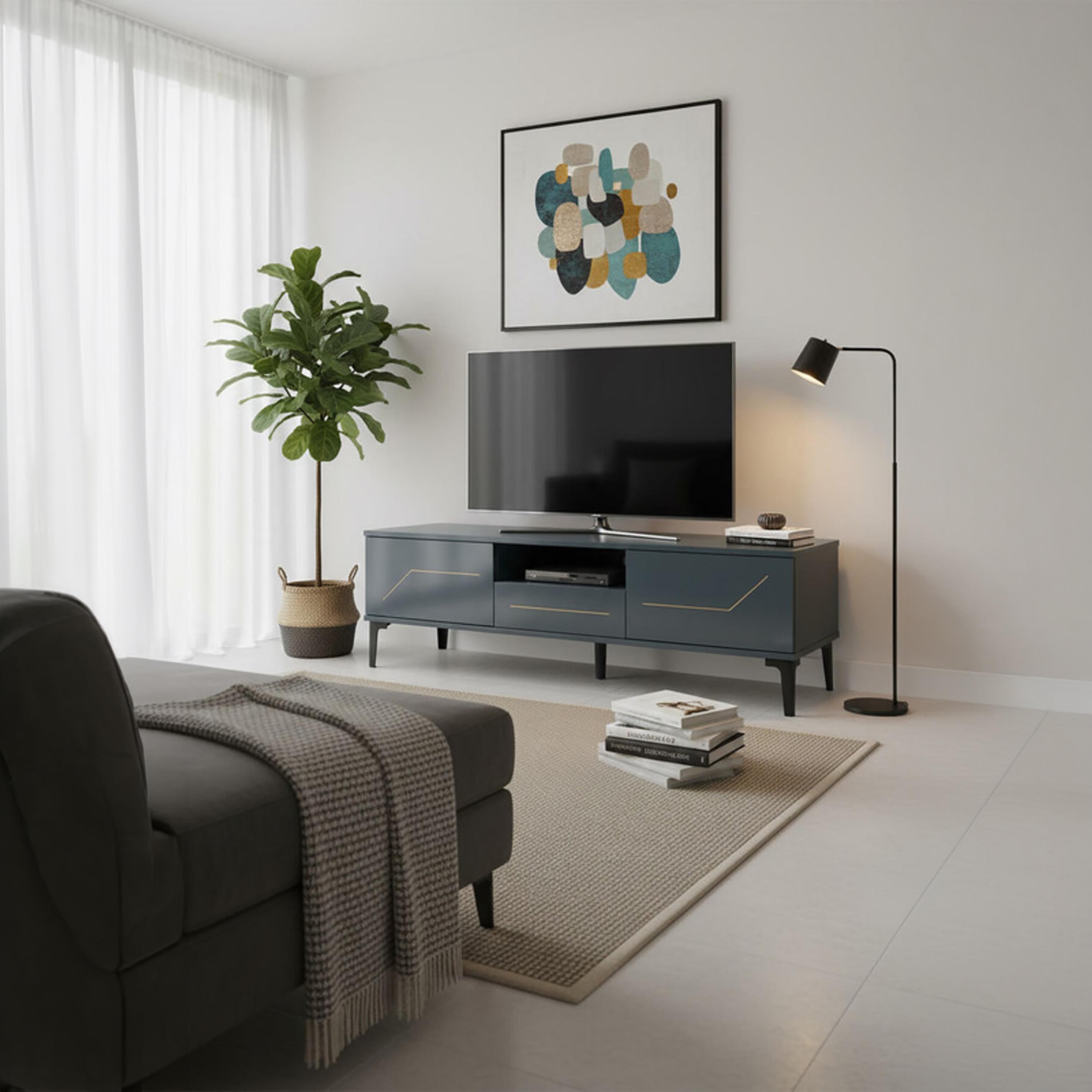طاولة تلفزيون معدنية بـ 3 أدراج ورف واحد من ماريا هومز-furniture-livingroom-tvandmediaunits-image-2