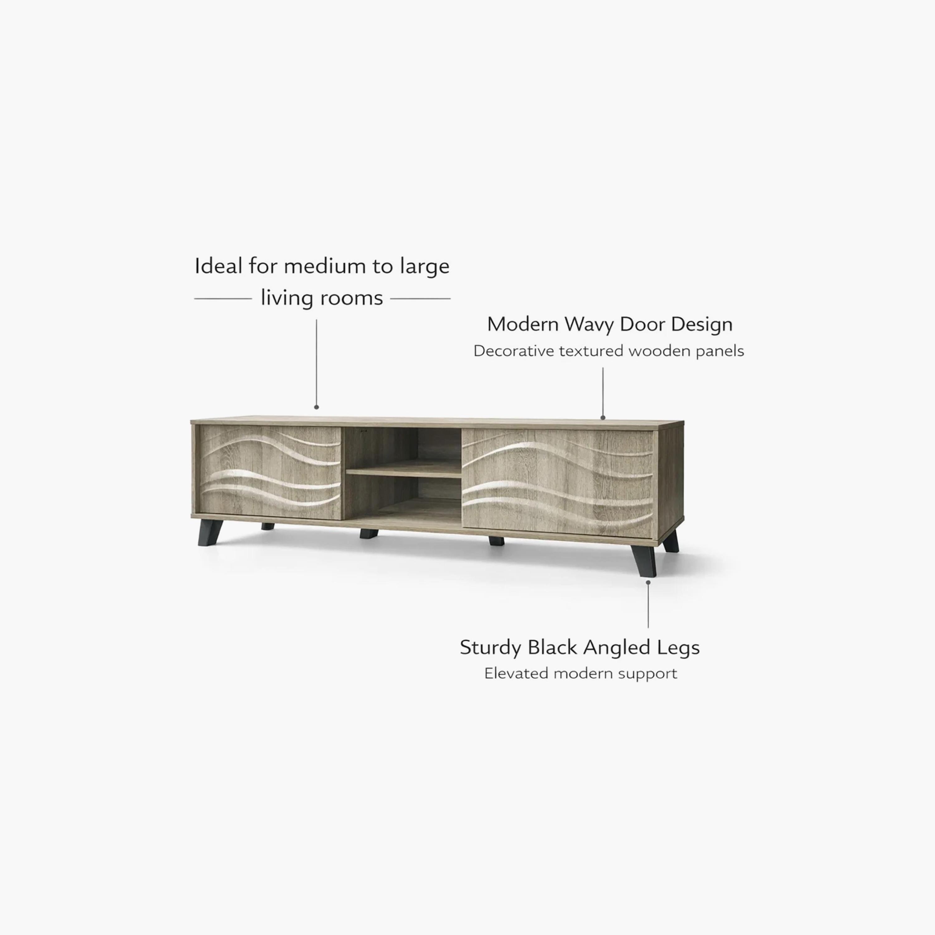 طاولة تلفزيون خشبية بدرجين ورفين من ماريا هومز-furniture-livingroom-tvandmediaunits-image-3